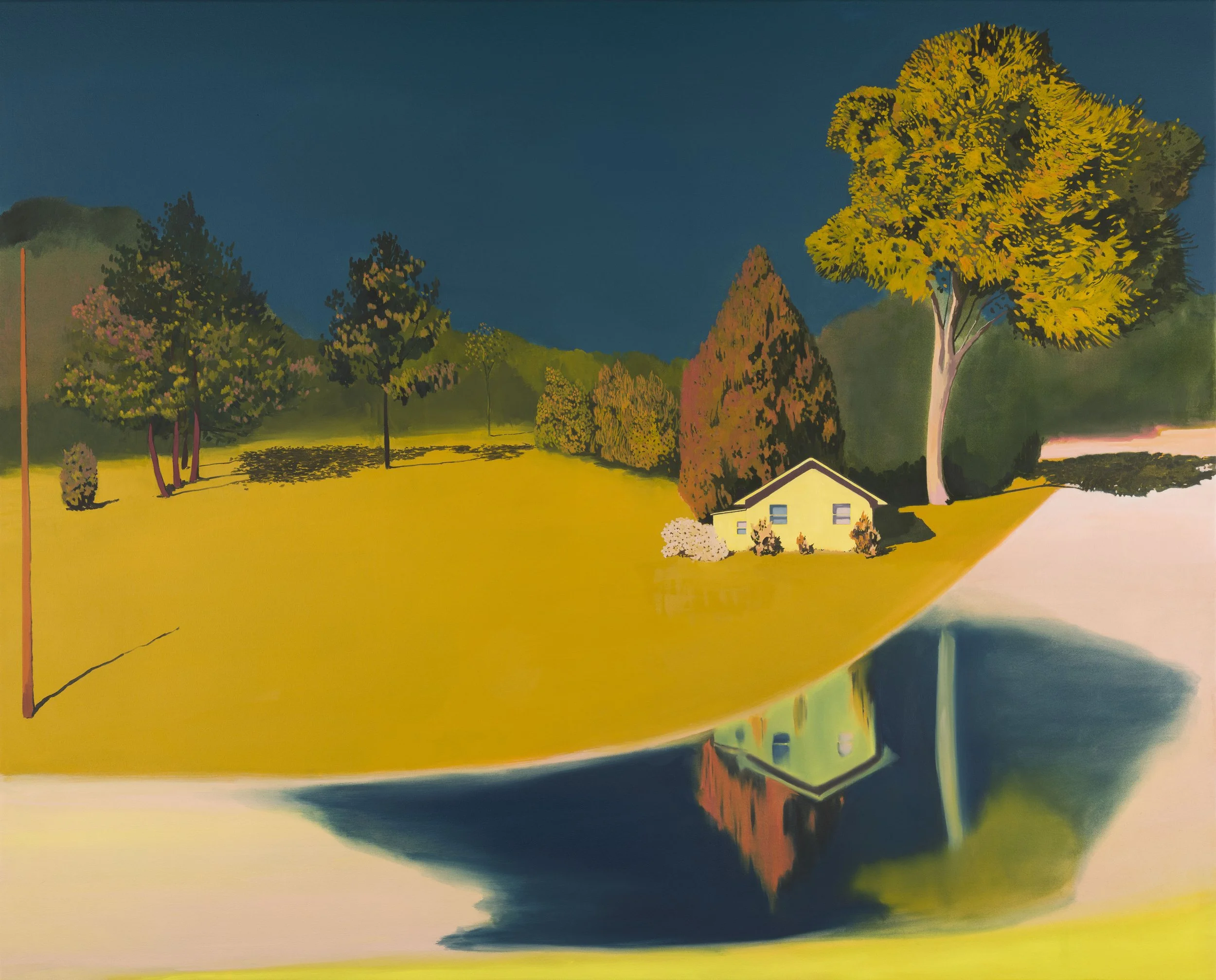 Charlotte Brisland, ‘Cadmium yellow suburbs’, 2026. Oil on canvas, 120 x 150 cm. £10,000