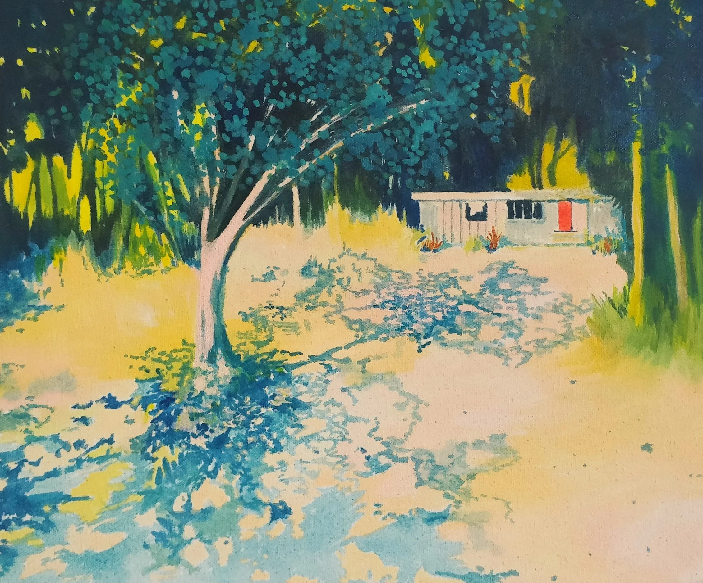 Charlotte Brisland, 'Pink at the edge of the woods', 2025. Oil on canvas, 31 × 26 cm. £700