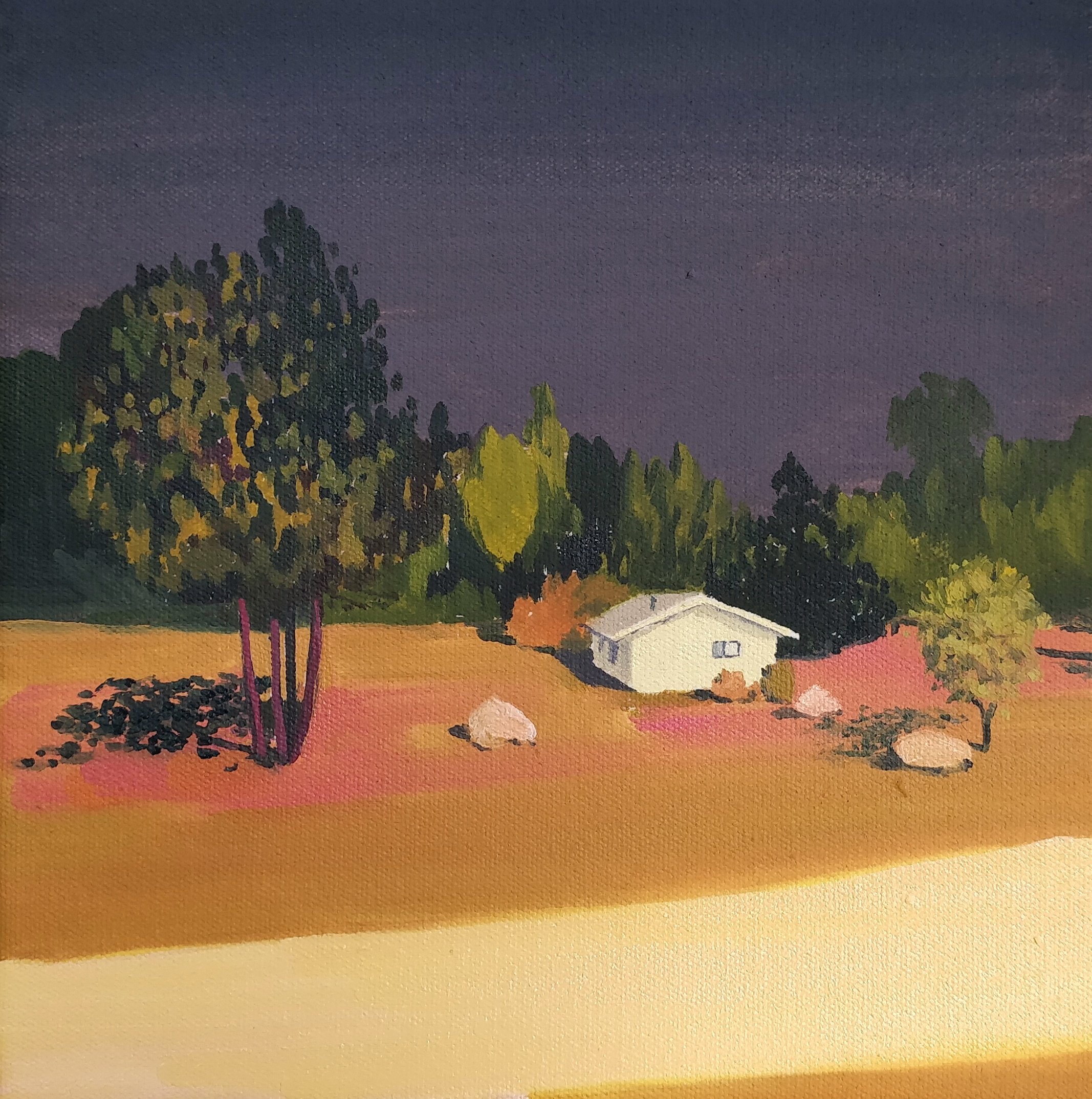 Charlotte Brisland, 'Light before the storm', 2026. Oil on canvas, 20.5 × 20.5 cm. £500