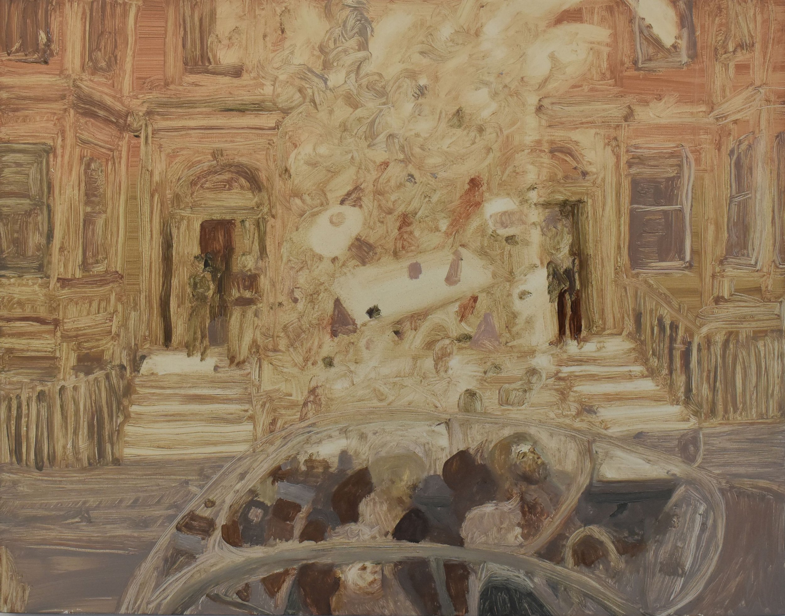 'Car Bomb', 2024. Oil on panel, 35 x 28 x 2 cm. £700