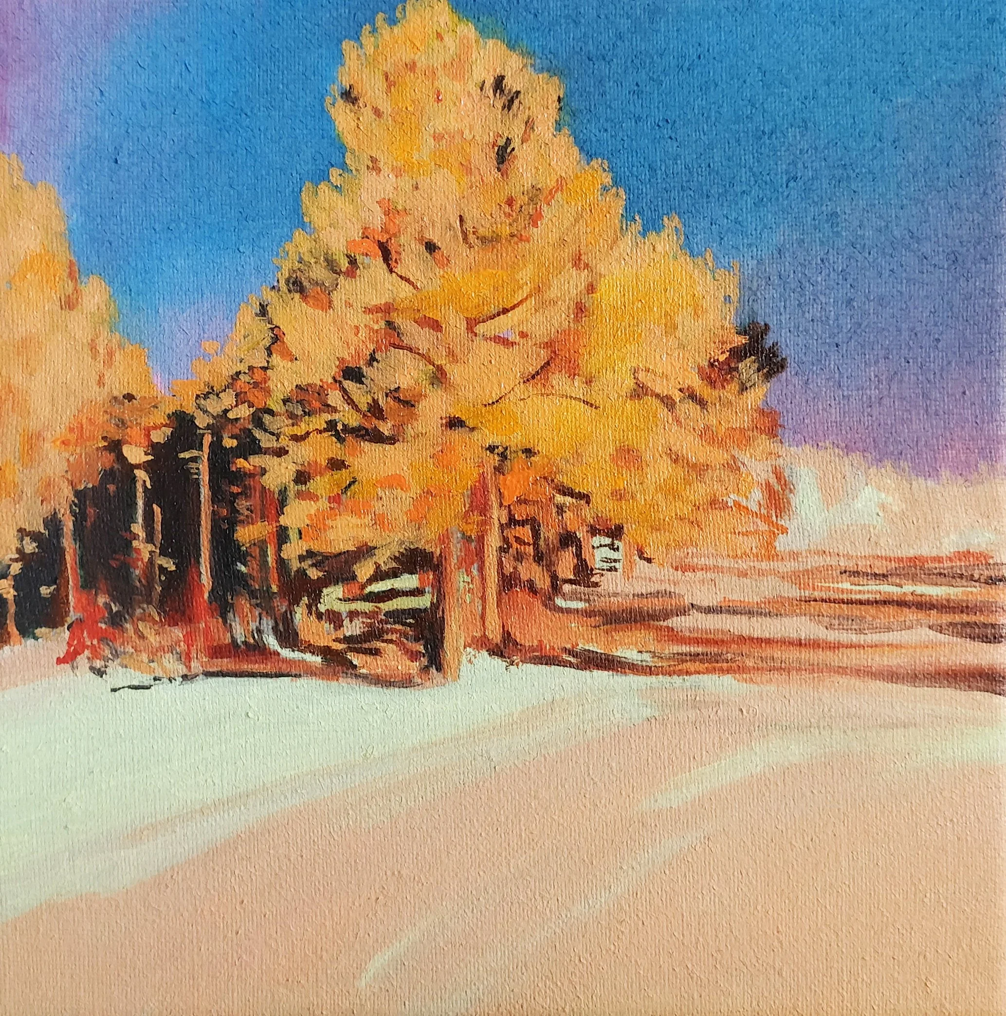 Charlotte Brisland, 'Bleached lemon yellow', 2025. Oil on canvas, 15 × 15 cm. £400