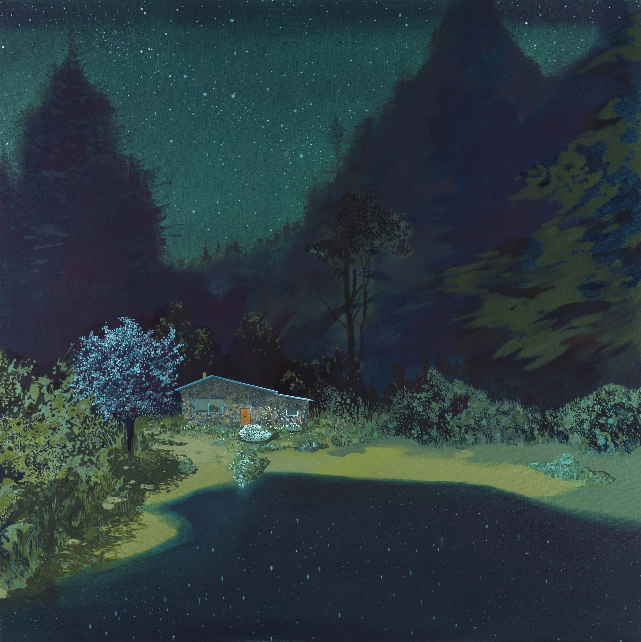 Charlotte Brisland, ‘Viridian night lens’, 2026. Oil on canvas, 120 x 120 cm. £7,500