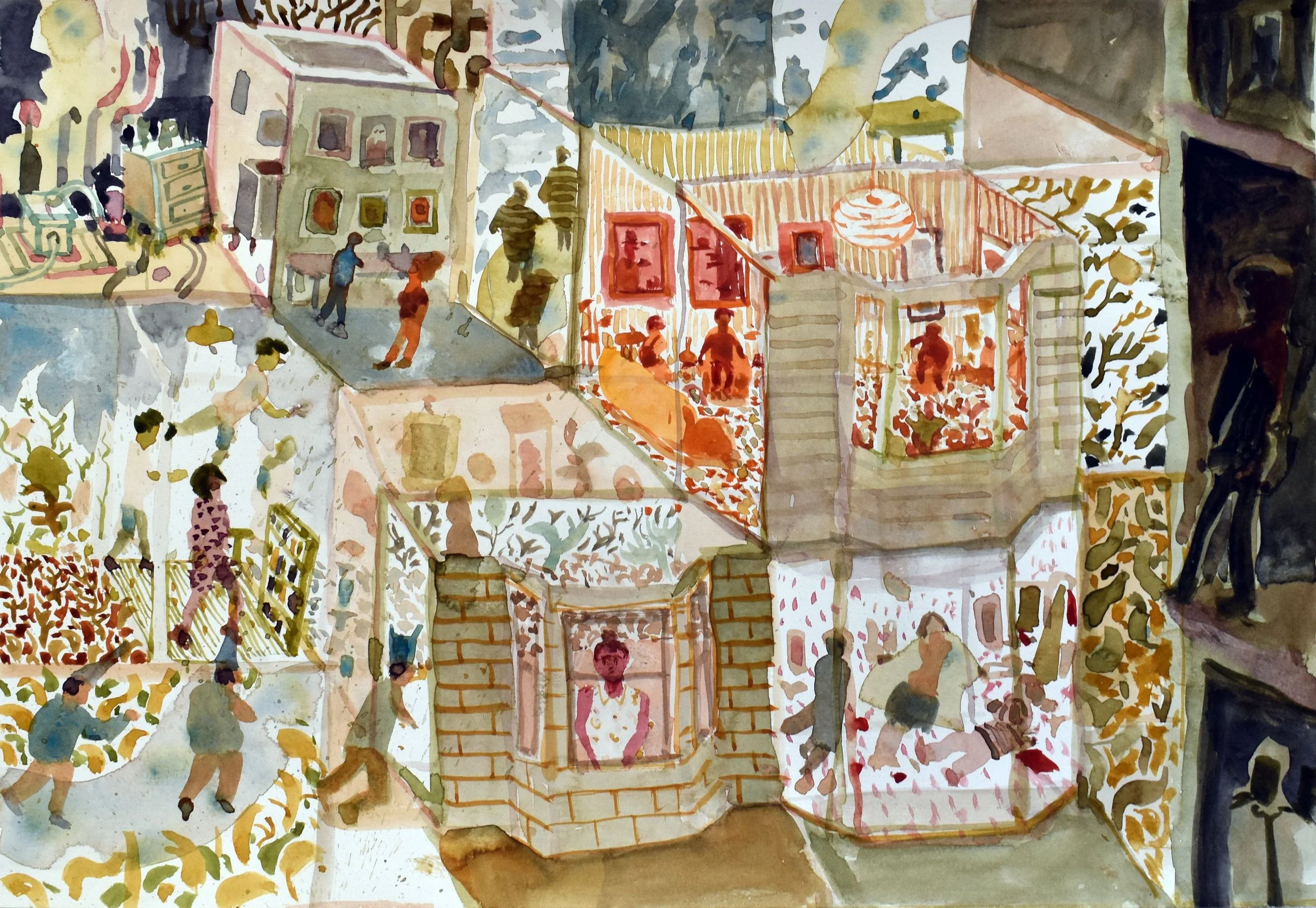 'Living Rooms', 2025. Watercolour, 29 x 42 cm, framed 37.7 x 50 x 3 cm. £815