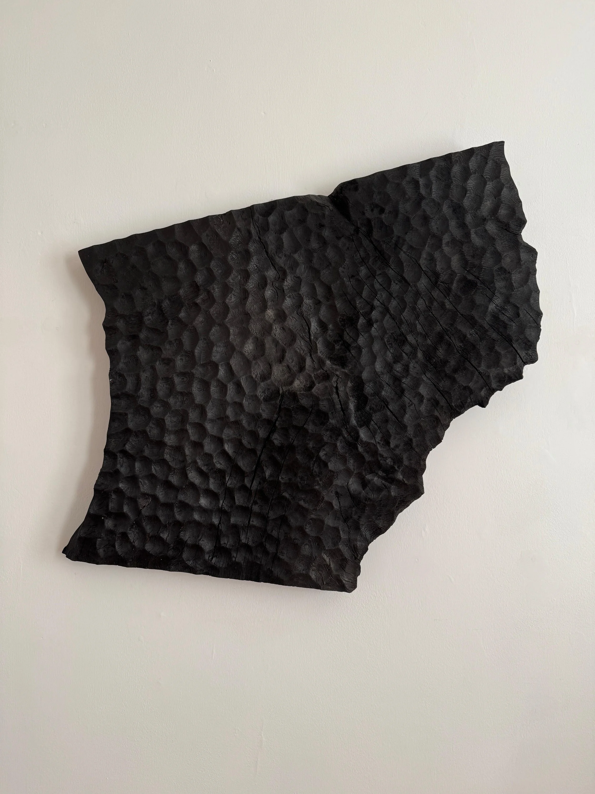 ‘Dew’, 2025. Charred London plane, 75 x 73 cm approx. £3,400