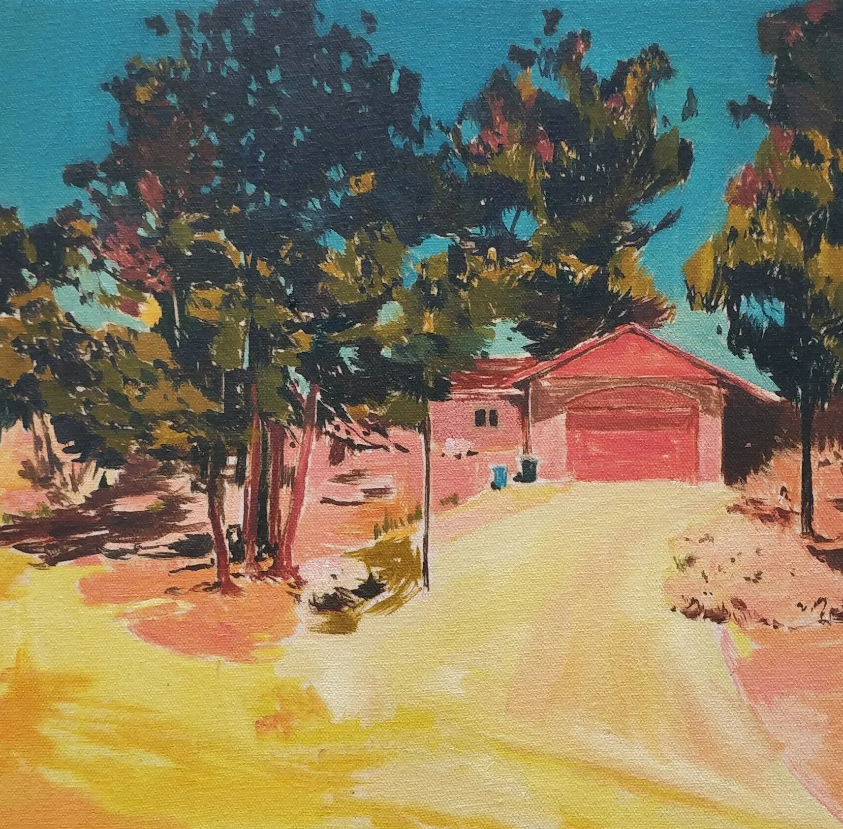 Charlotte Brisland, 'Pink afternoon', 2025. Oil on canvas, 25 × 25 cm. £600