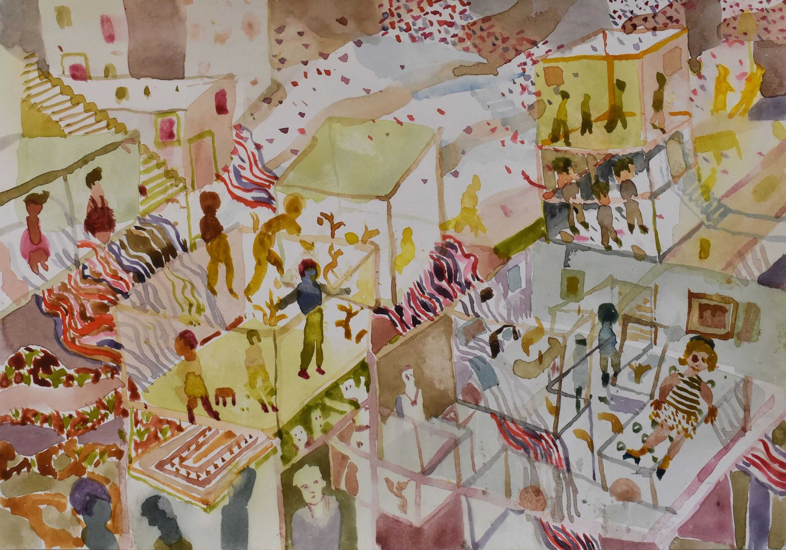 'Multi Stories (Study 1)', 2025. Watercolour, 21 x 30 cm, framed 29 x 37.8 x 3 cm. £460
