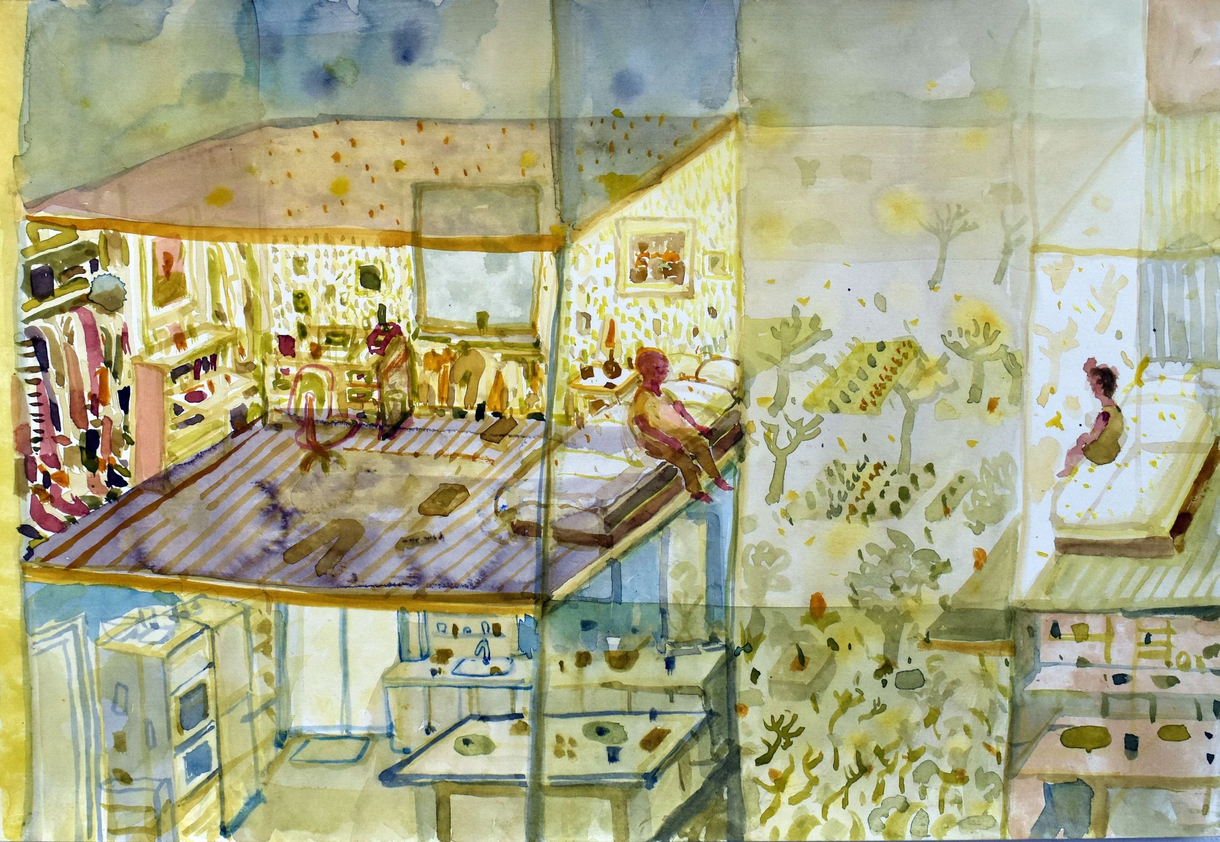 'The Rift (Study)', 2025. Watercolour, 29 x 42 cm, framed 37.7 x 50 x 3 cm. £815