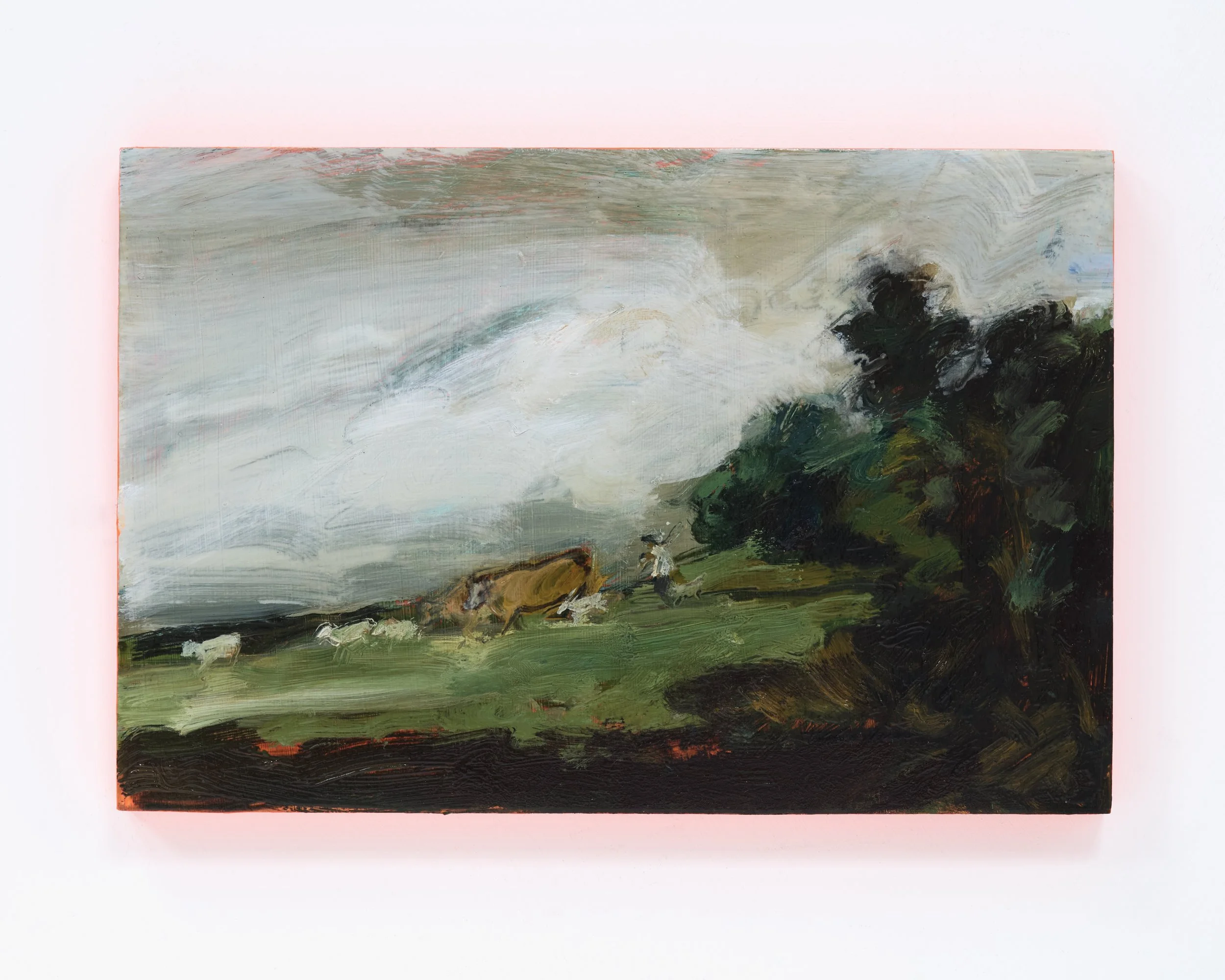 Tereza Horáček, ‘A Herdsman Driving Cows and Sheep, after Gainsborough’, 2026. Oil on panel, 20.3 x 30.5 cm. £620 (8)