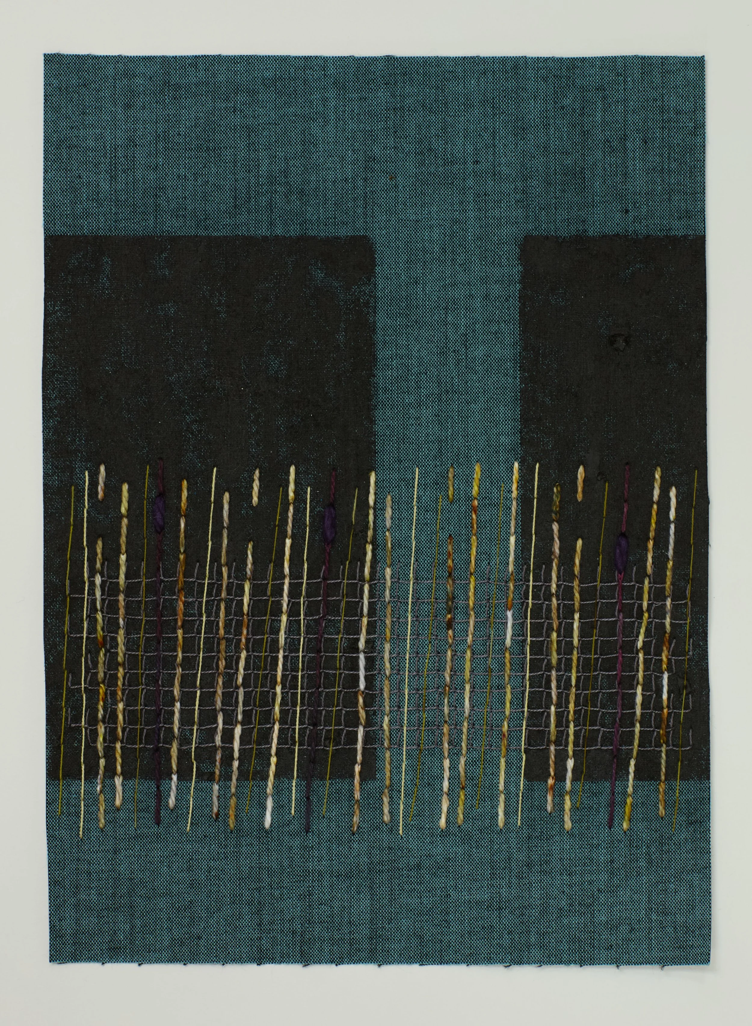 Penelope Brook, 'Winter in Aachen / Ice in Aachen', 2026. Oil stick, cotton and silk on bookbinding cloth, 25 x 18 cm, unframed.