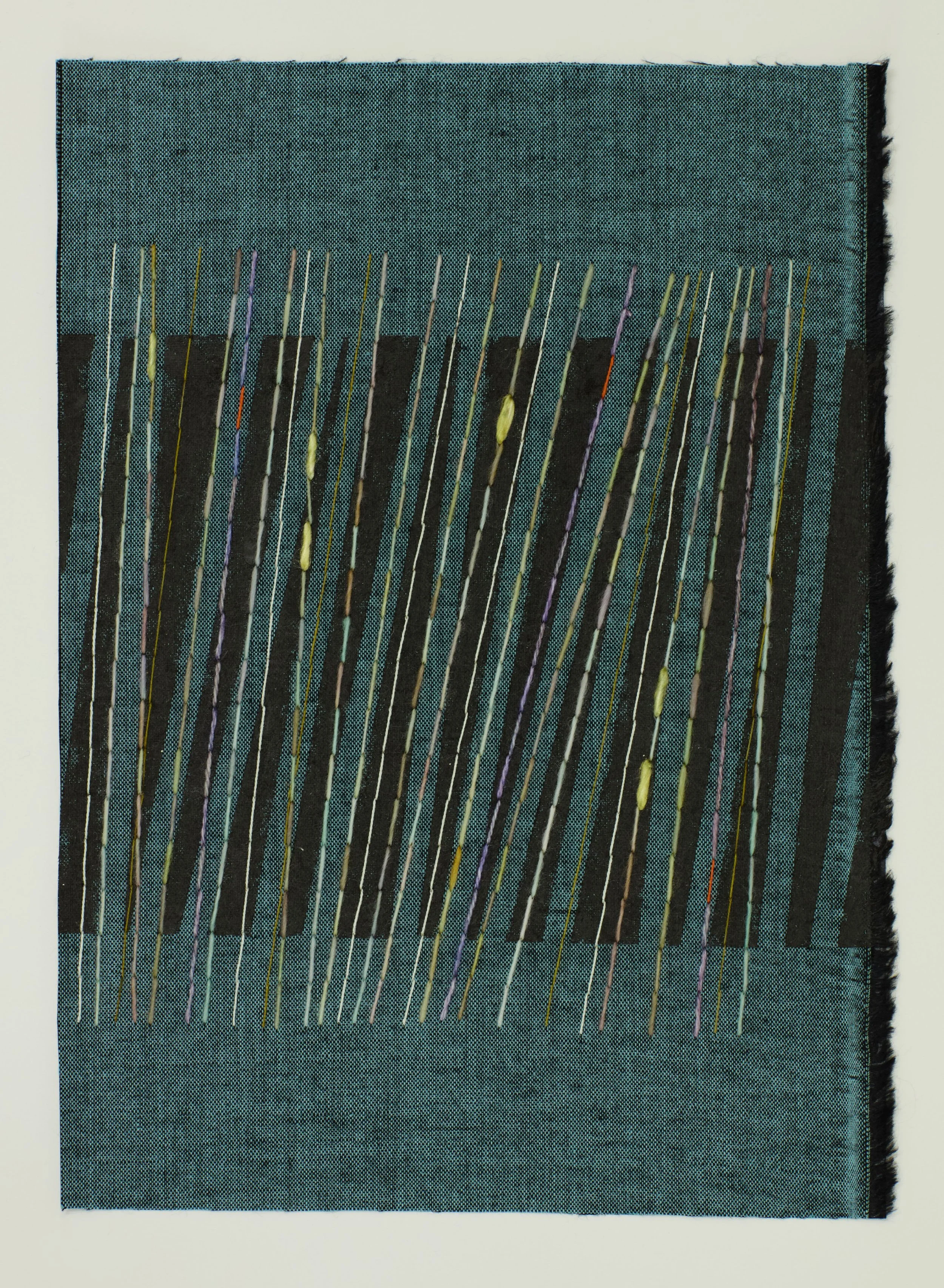 Penelope Brook, 'Restless', 2026. Oil stick, silk, cotton and wool on bookbinding cloth, unframed. 