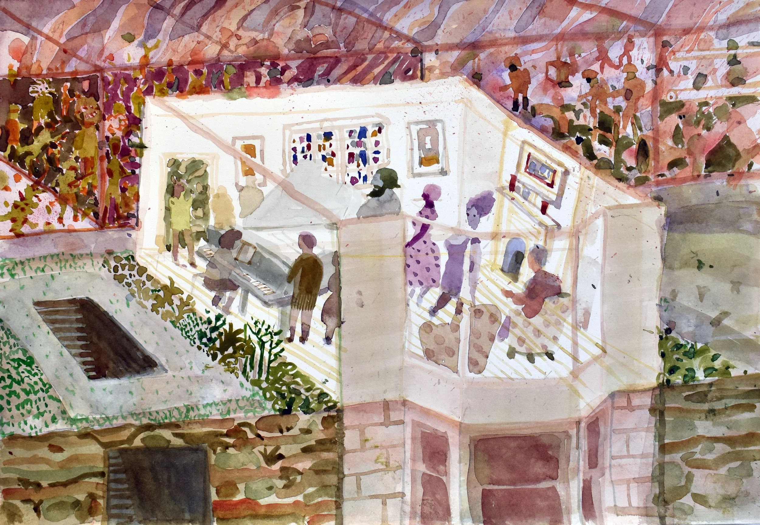 'Recital', 2025. Watercolour, 29 x 42 cm, framed 37.7 x 50 x 3 cm. £815