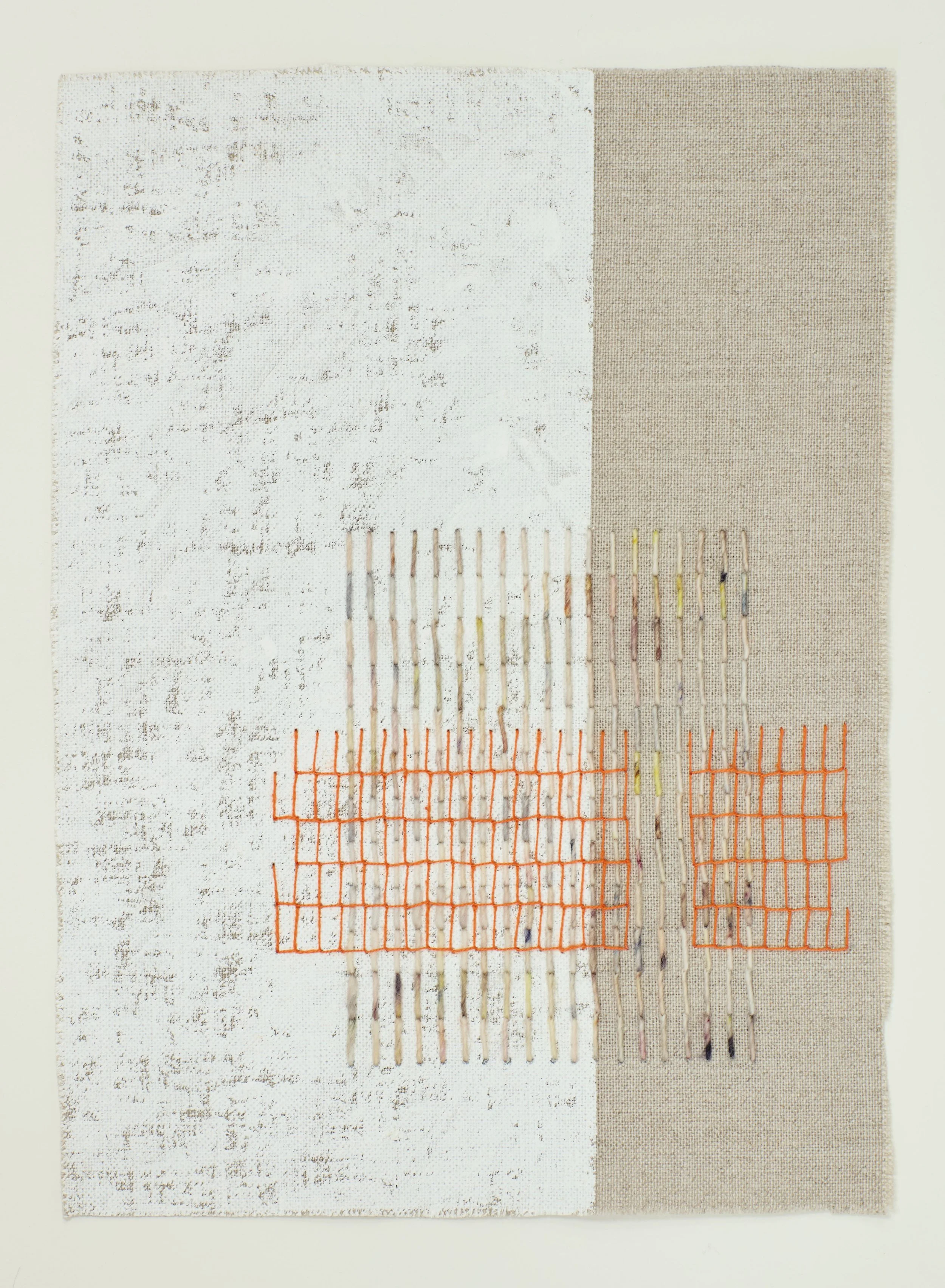 Penelope Brook, 'Rust', 2025. Oil stick, cotton and wool on linen, 25 x 18 cm, unframed. 