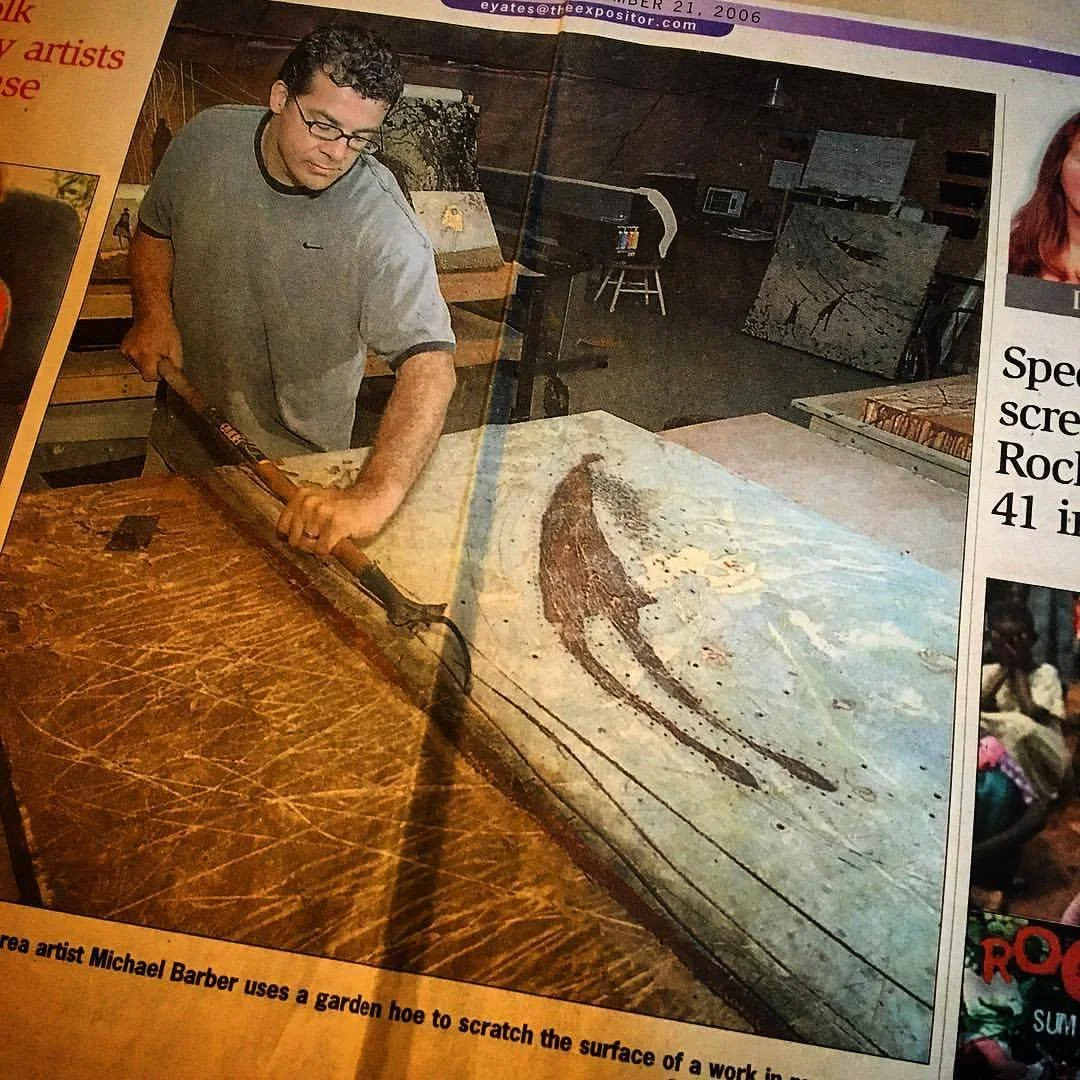 Brantford Expositor 2006 - Working in my Silver Hill studio prepping for the Norfolk Studio Tour