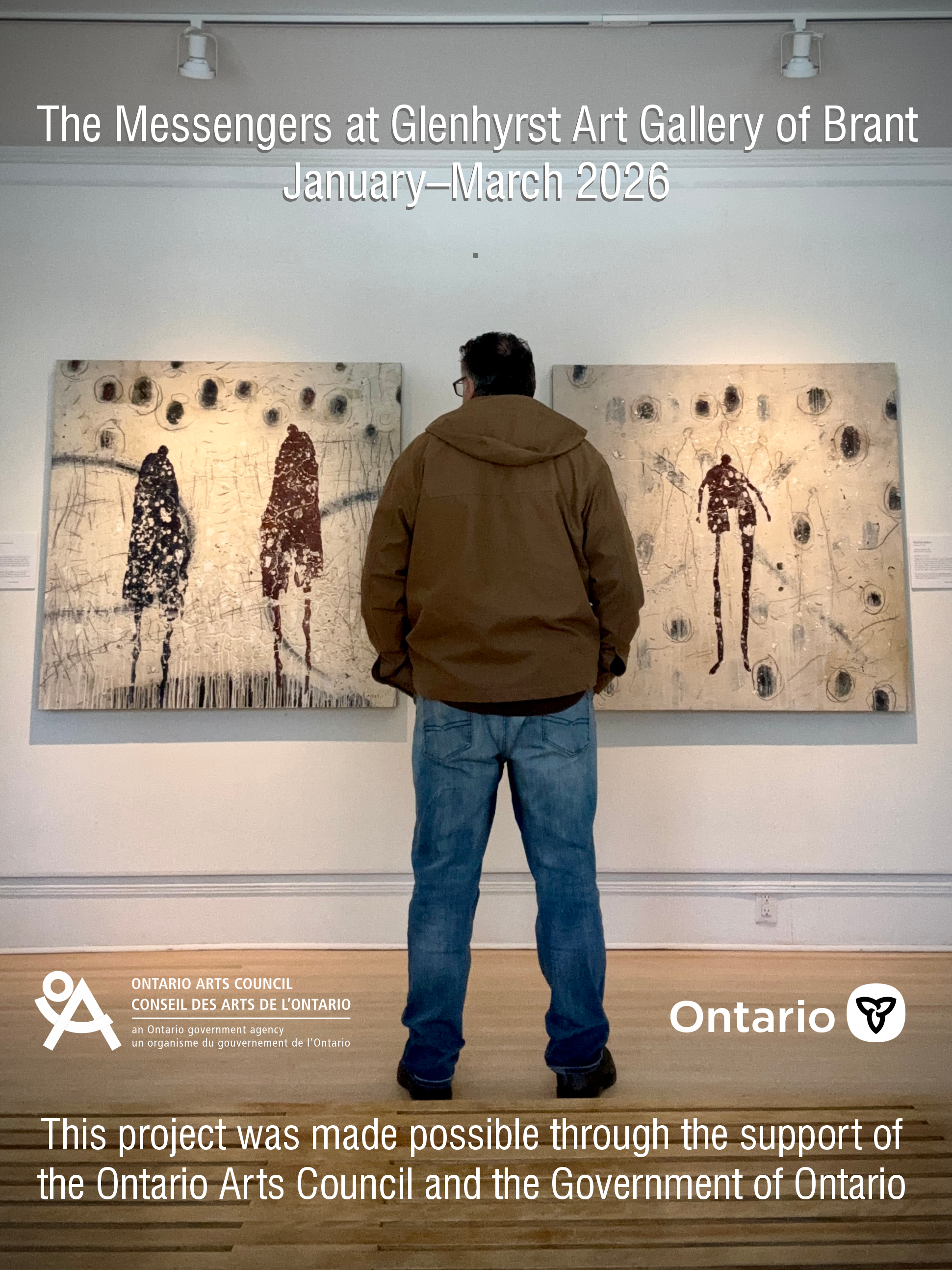 Earlier this year, I presented The Messengers at Glenhyrst Art Gallery of Brant. The exhibition explored themes of family, memory, identity, loss, healing, and the lasting impacts of residential schools through a series of mixed-media works.

I am gr