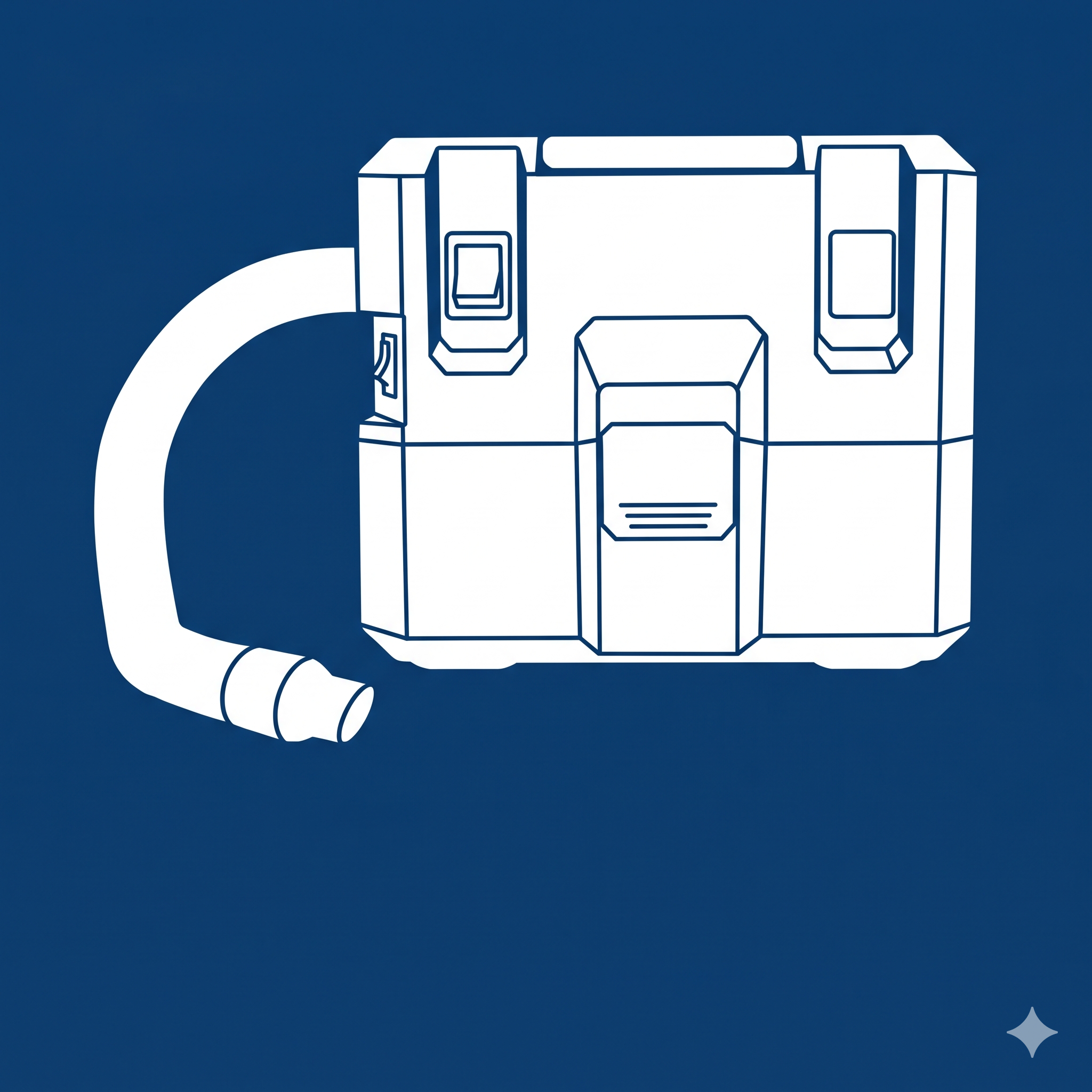 Line drawing of a tractor on a blue background with a shiny star in the bottom right corner.