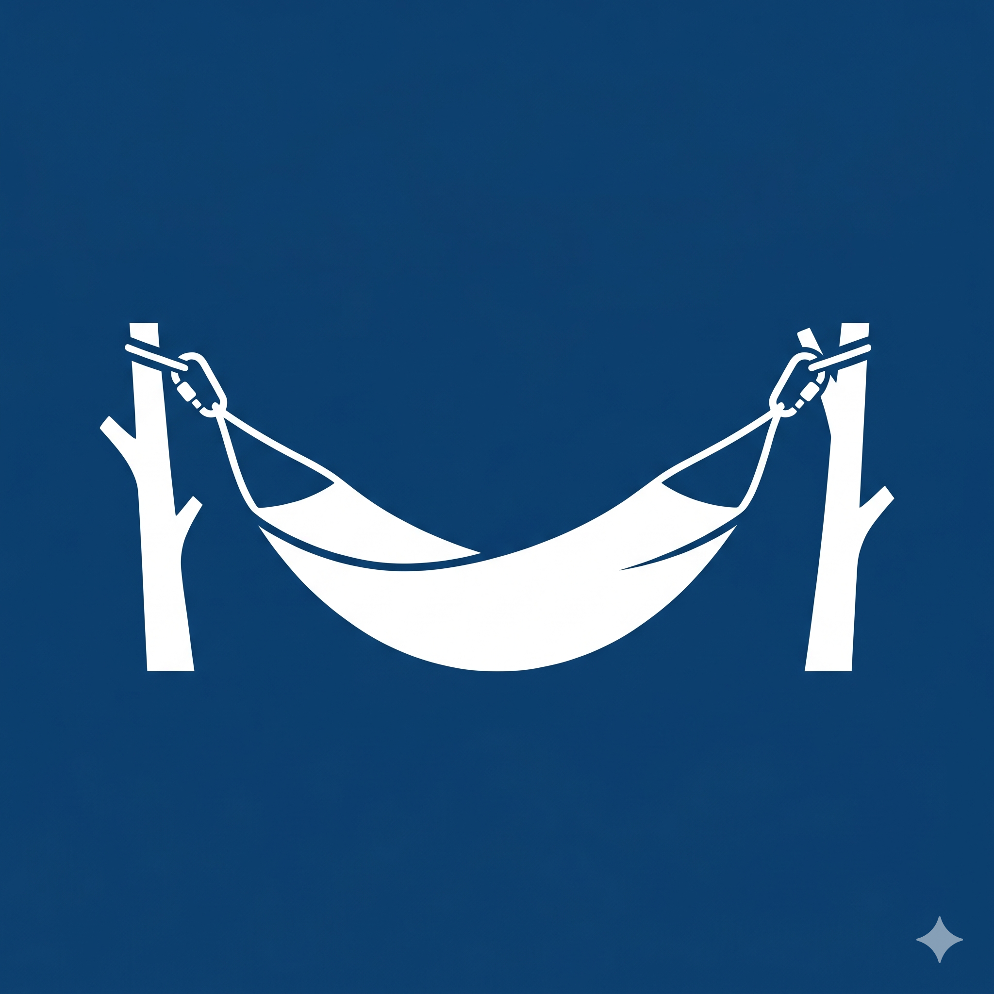 White outlined illustrations of two hands holding a chain with a circular shape in the middle, set against a blue background.