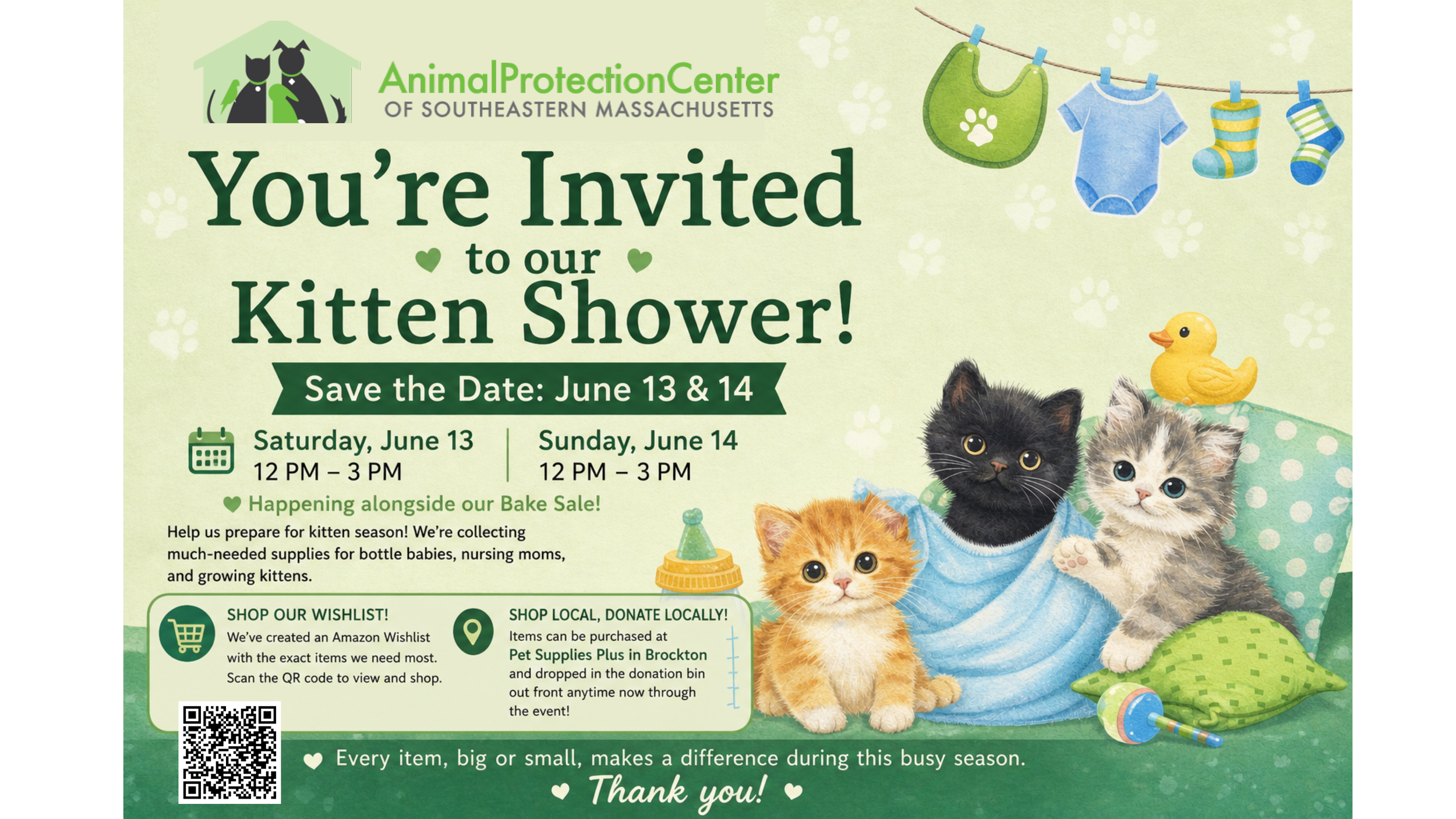 APCSM “Kitten Shower” Drop Off Donation Drive