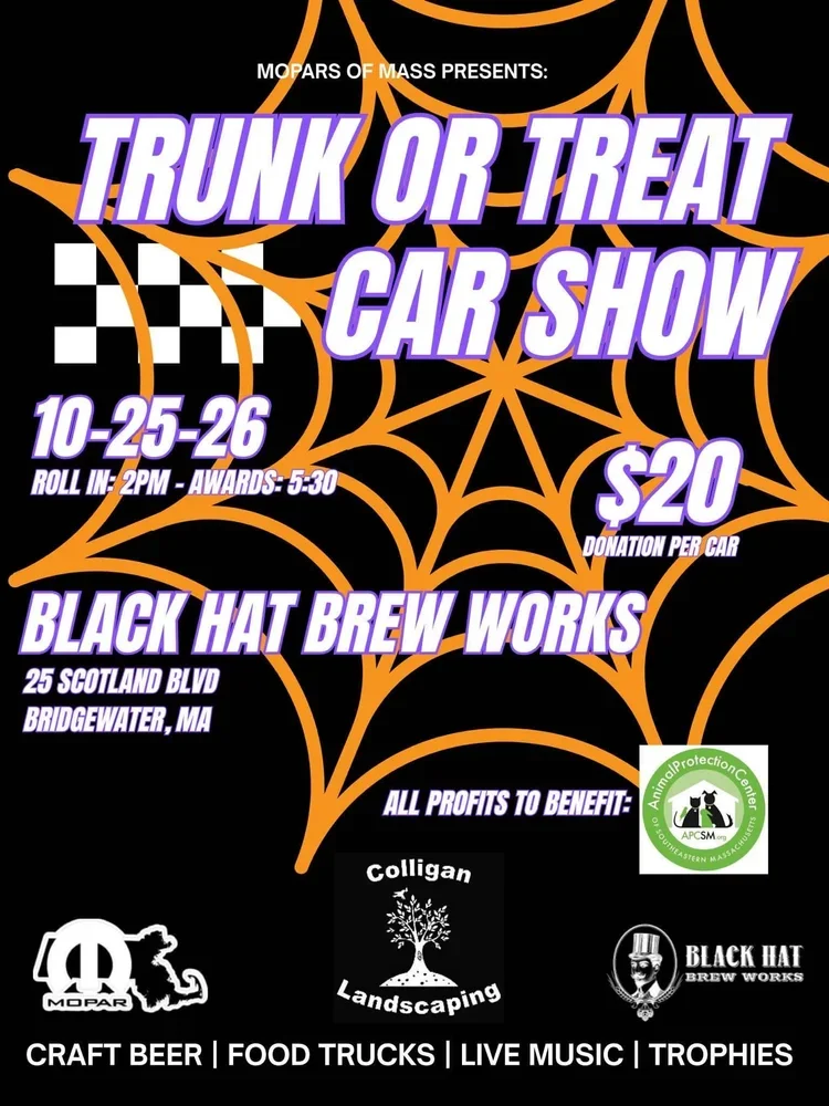 Mopars of Mass Trunk or Treat Car Show at Black Hat Brew Works – Benefiting APCSM