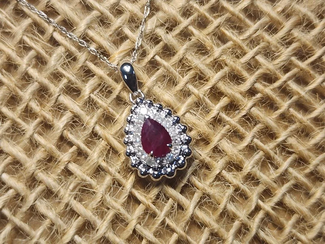 White Gold Ruby and Diamond Necklace