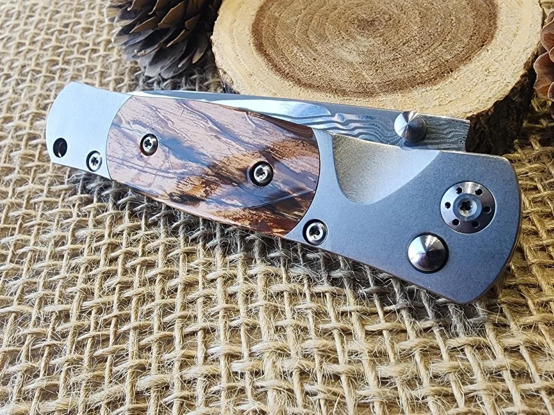 3.5" Damascus and Mammoth Tusk Knife