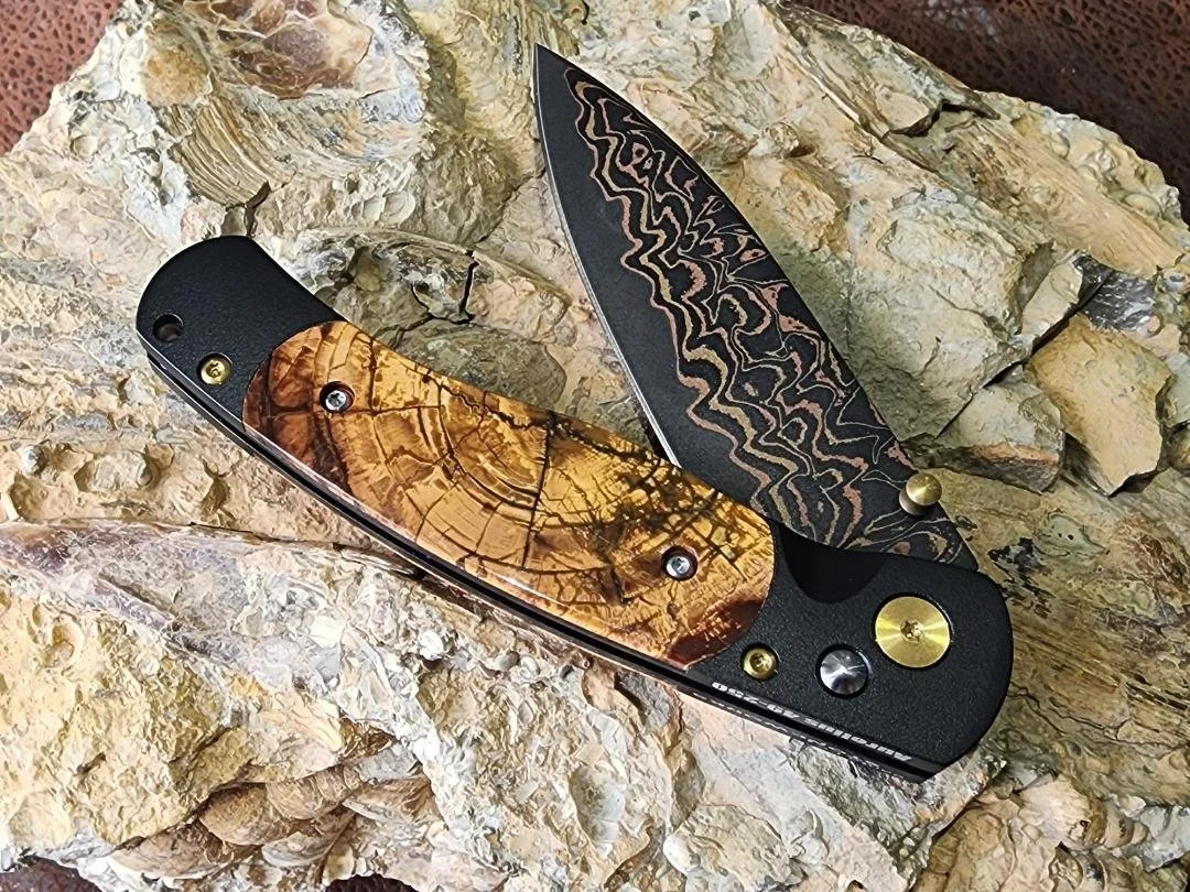 4" Copper and Brass Damascus Blade Mammoth Tusk Knive
