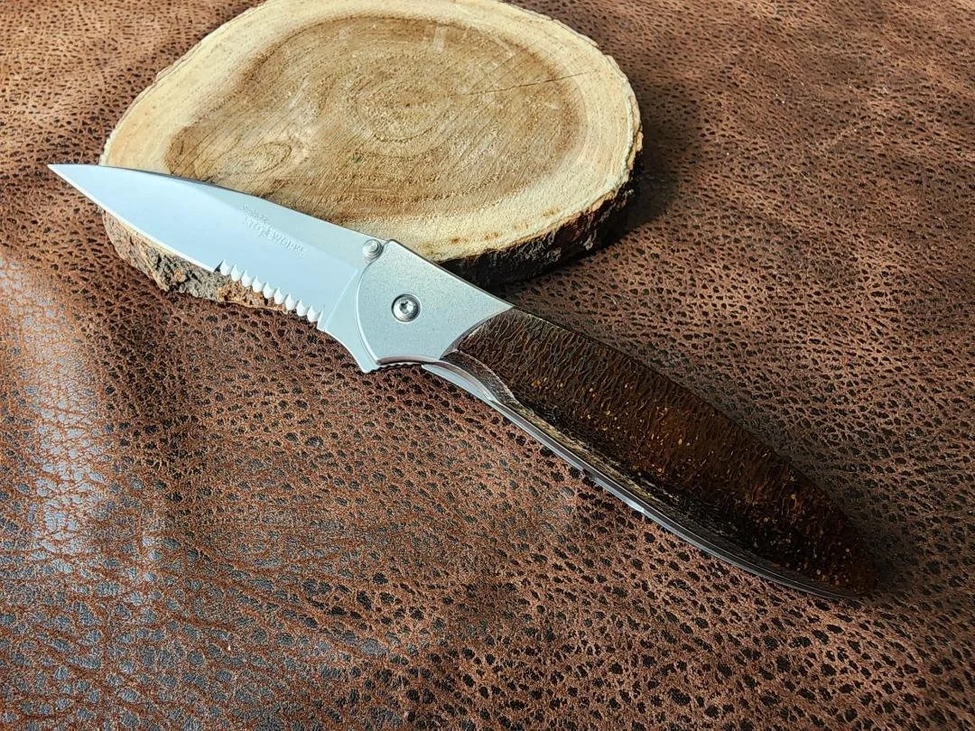 4" Kershaw Knife With Agatized Dinosaur Bone