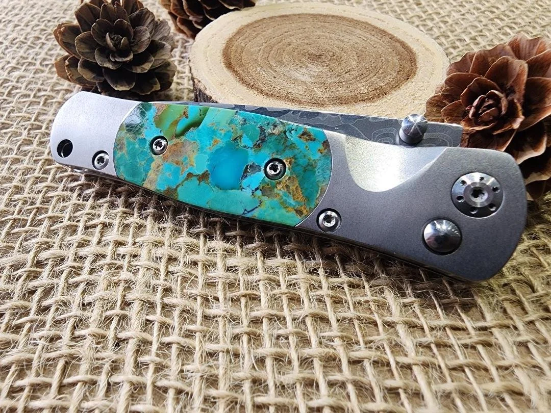 3.5" Damascus Kingman Turquoise Knife