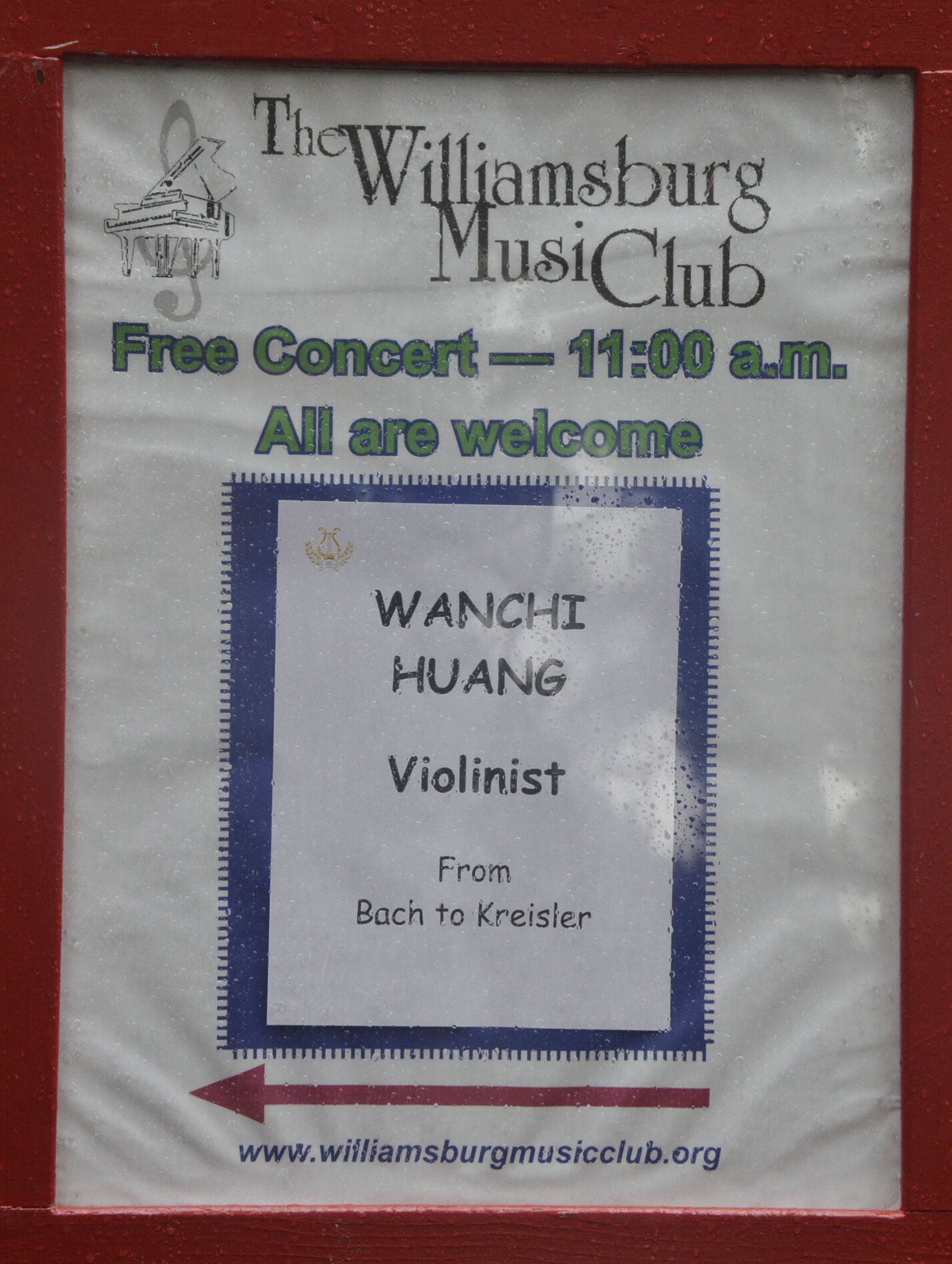 Oct 15th: WMC presents Works for Solo Violin:  from J. S. Bach to Kreisler