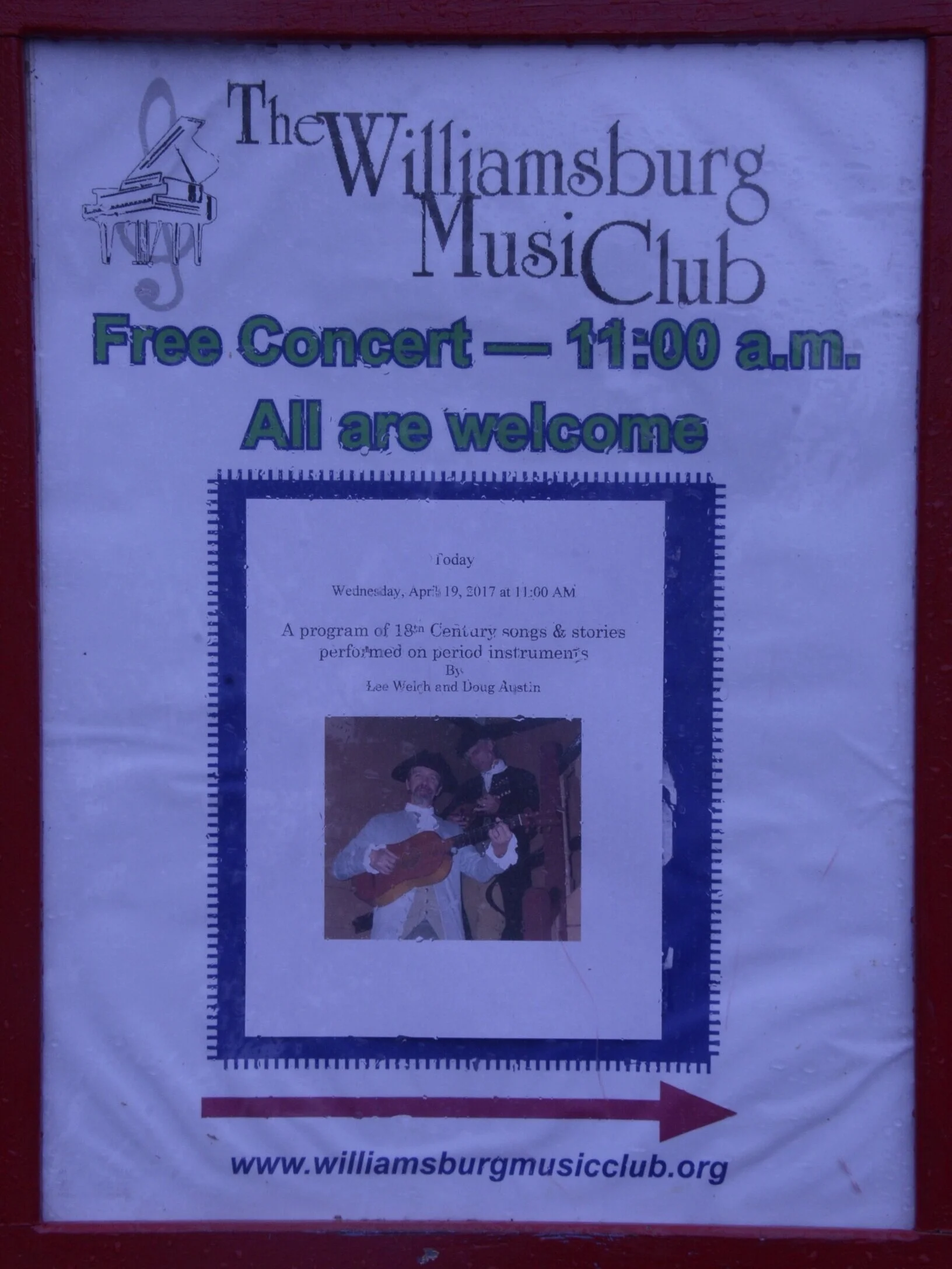 April 19th Musicale: Tunes and Tales from Colonial Times, featuring Lee Welch and Doug Austin, Balladeers