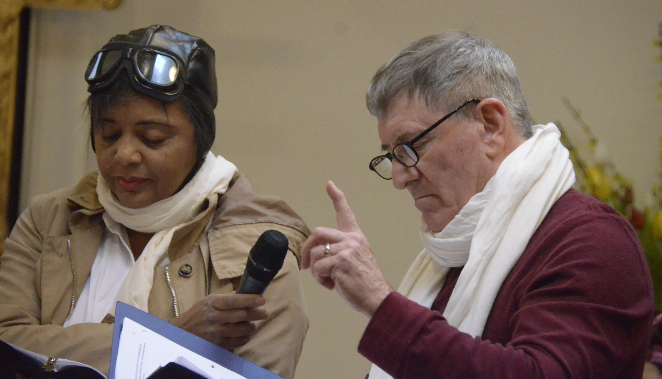 Scene X: Bessie Coleman, (Vickie Robbins) and Rene Caudron (Jim Rice), Bessie's Flight Instructor