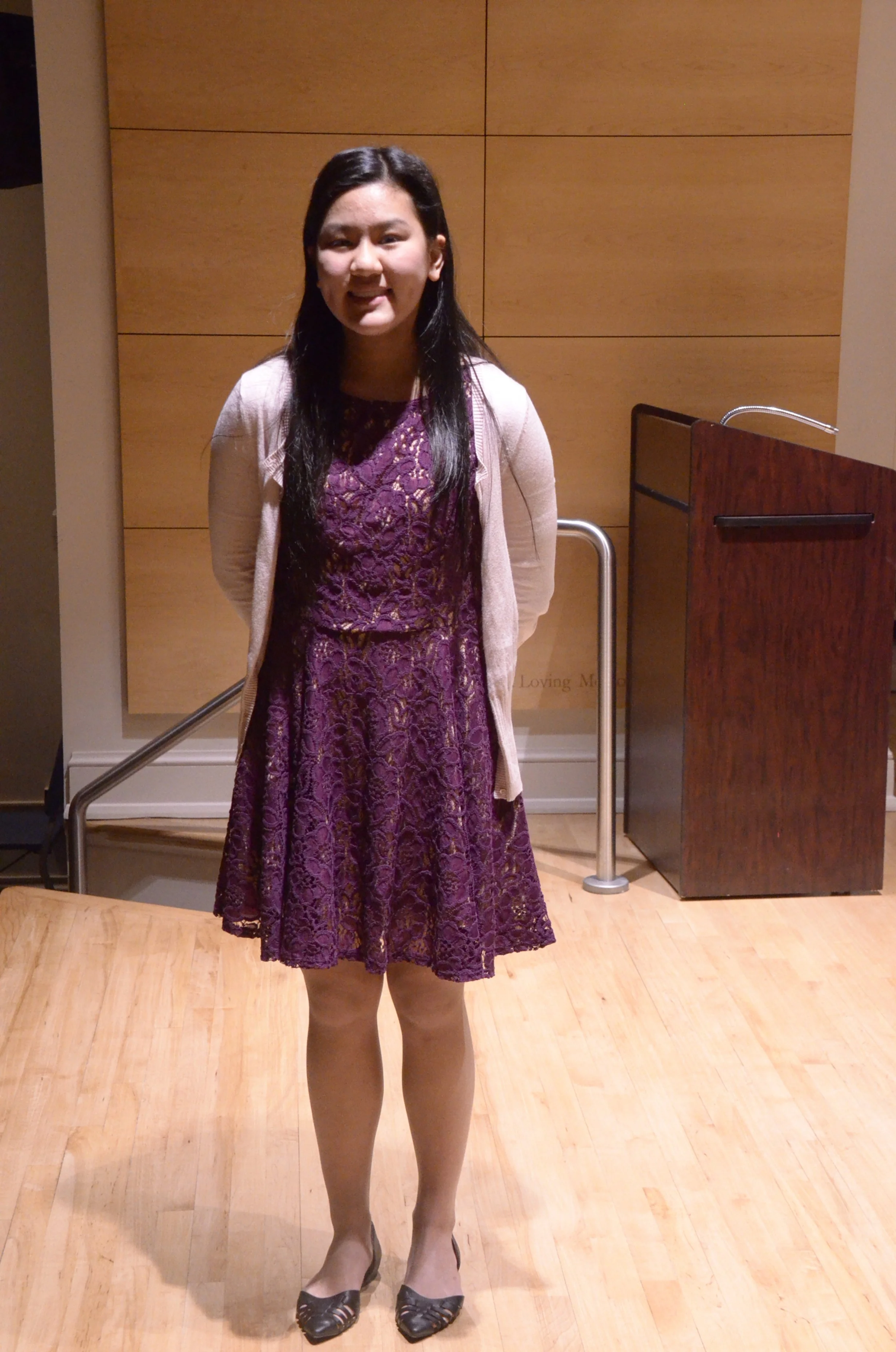 Jr. D.:  Jennifer Zhang, Piano; First Prize, Outstanding Performance Award of $750