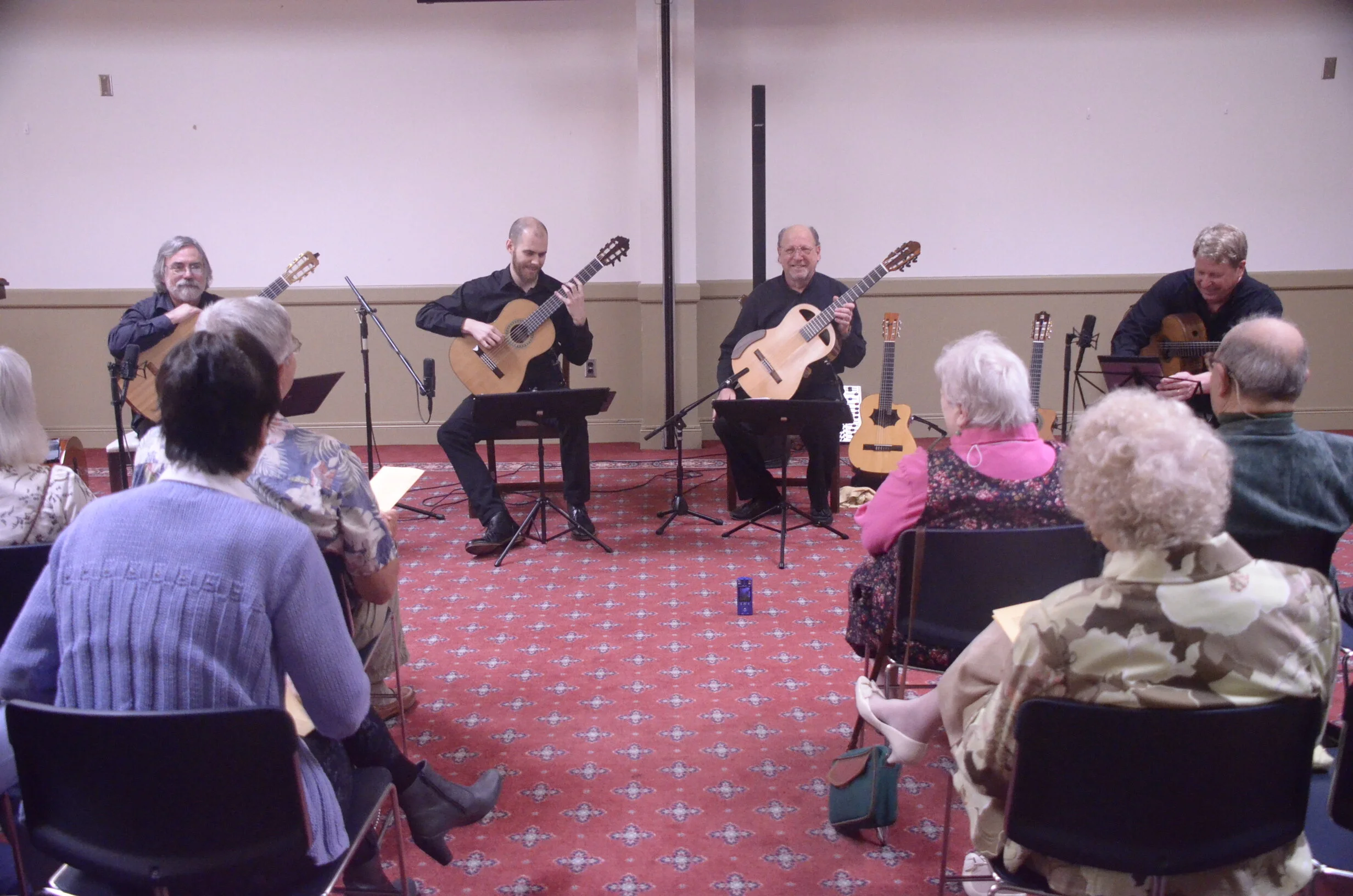 March  16th Musicale:  WMC presents Tidewater Guitar Quartet, L to R:  John Boyles, Todd Holcomb, Cliff Morris, Sam Dorsey