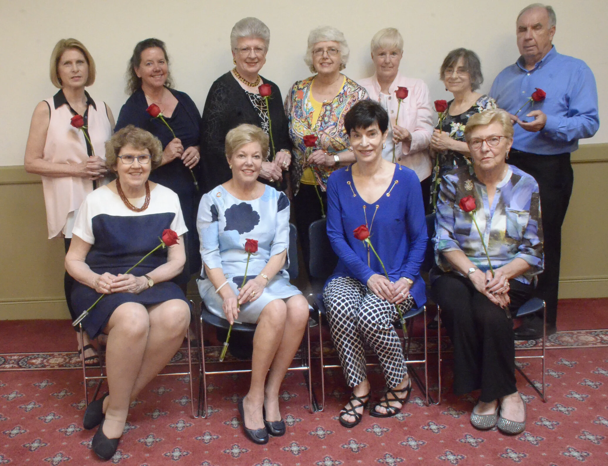 2018-2019 Board of Directors: L to R (seated): Charlene Campbell, Joan Brockenbrough, Terry Murphy, Rosanne Reddin; L to R (standing): Alisa Bohon, Deeno O'Connell, Donna Herman, Bonnie Cooper, Nan Fogarty, Nancy Burstein, Bill Herman