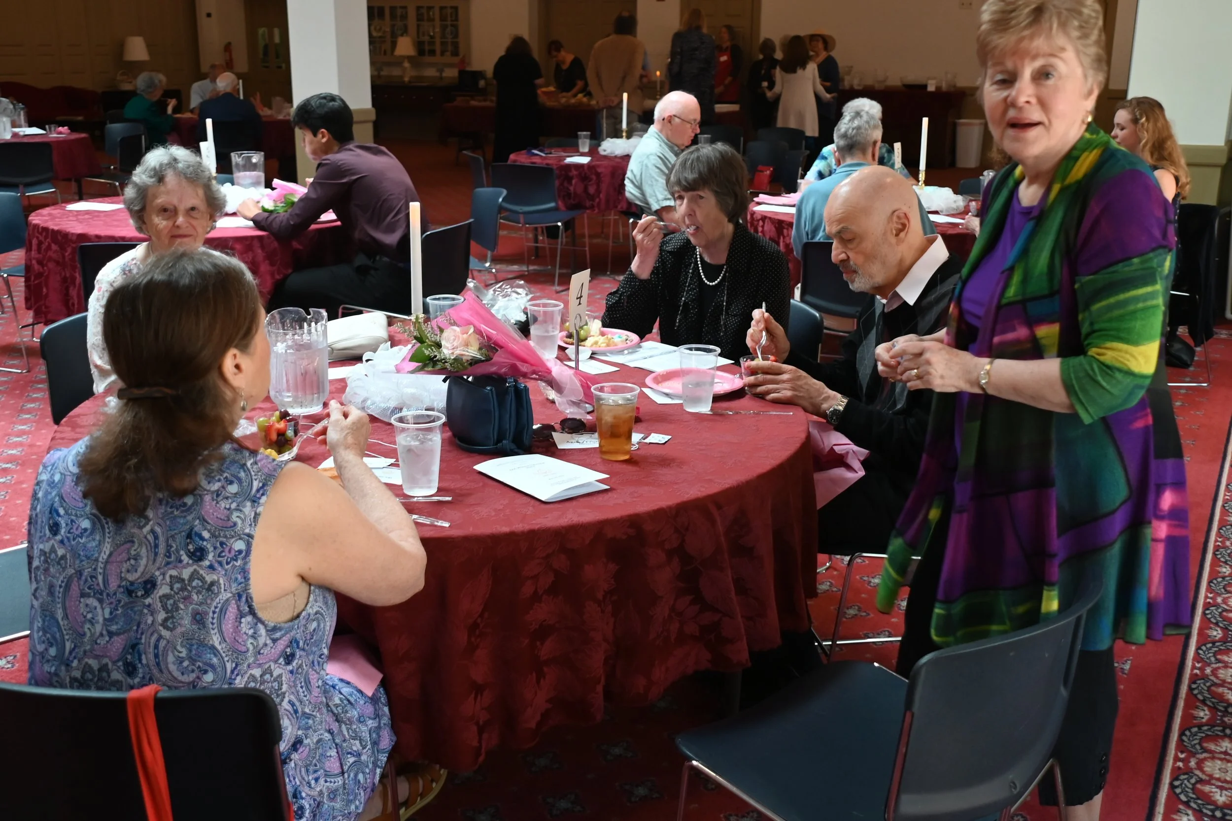 Table 4:  L to R, Karen Ives (foreground); Sylvia Lynn, Nancy and Dave Fazzone, Agnes French