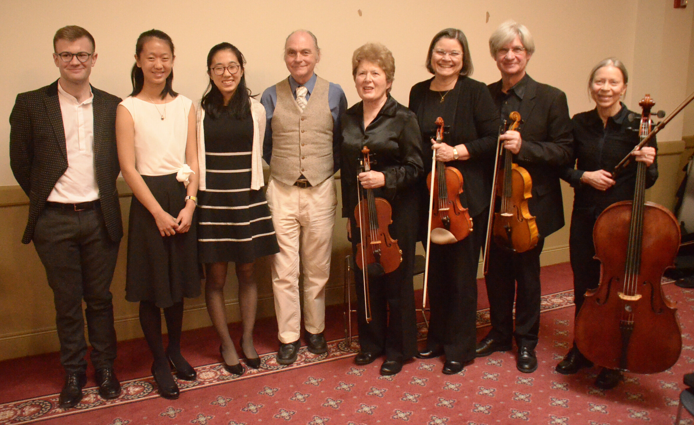 Adam Scott Clifford; Anna and Samantha Zhang; Stephen Moore, Williamsburg String Quartet: Myfanwy Morgan, Alice Cryer, Charles and DJ Whittaker