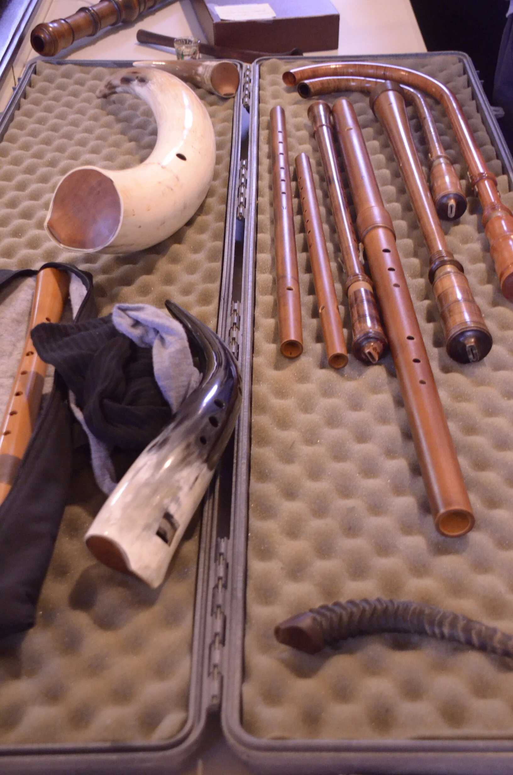 L to R: Gemshorns, Blackflote, Recorders; and Cromorne