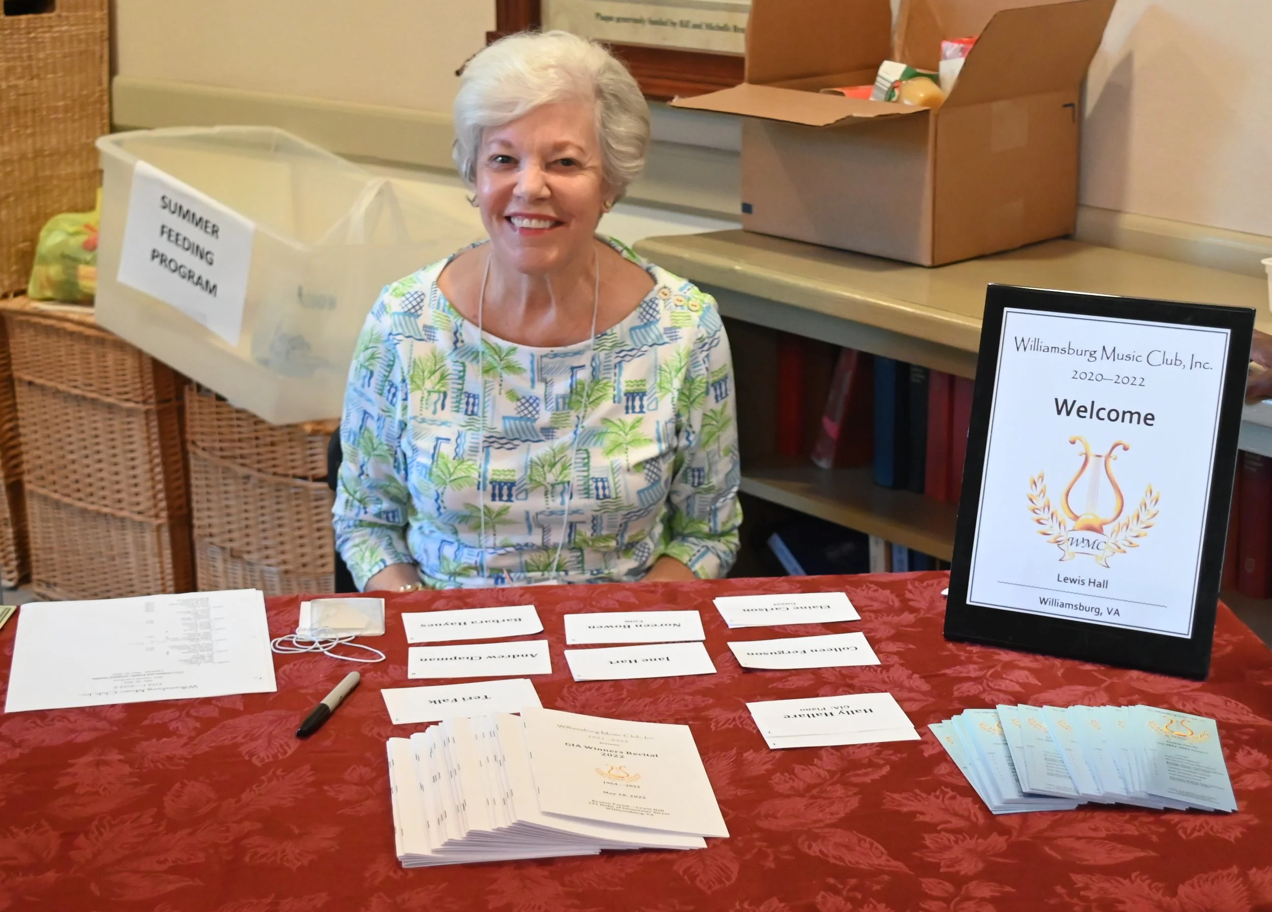 May 18, 2022 Annual Luncheon and GIA Winners Recital:  Joan Brockenbrough welcomes members, guests and GIA students and families
