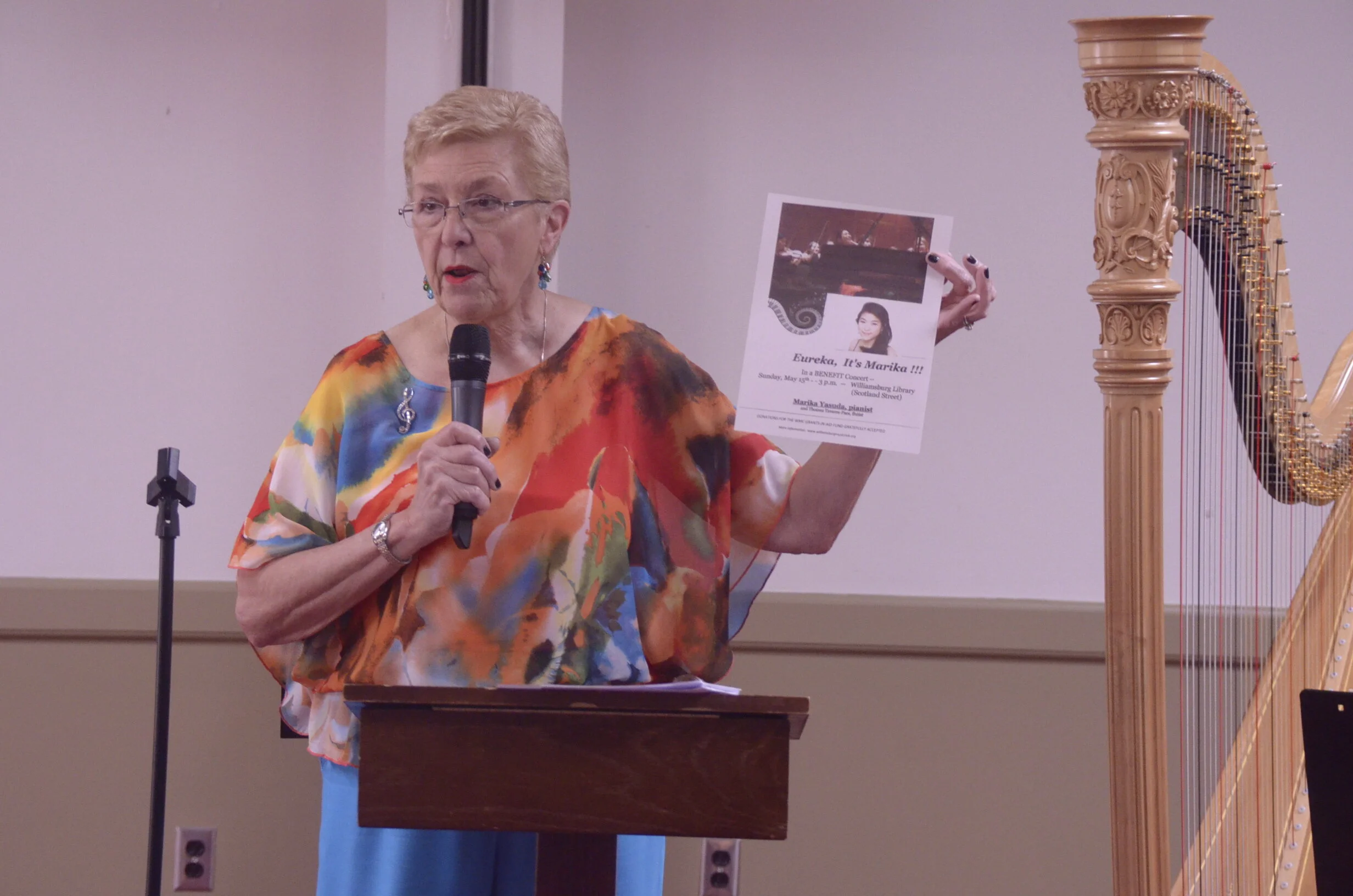 April 20th Monthly Meeting:  Rosanne Reddin, President, welcomes members and guests and invites members to Uereka, It's Marika Benefit Concert on June 4th