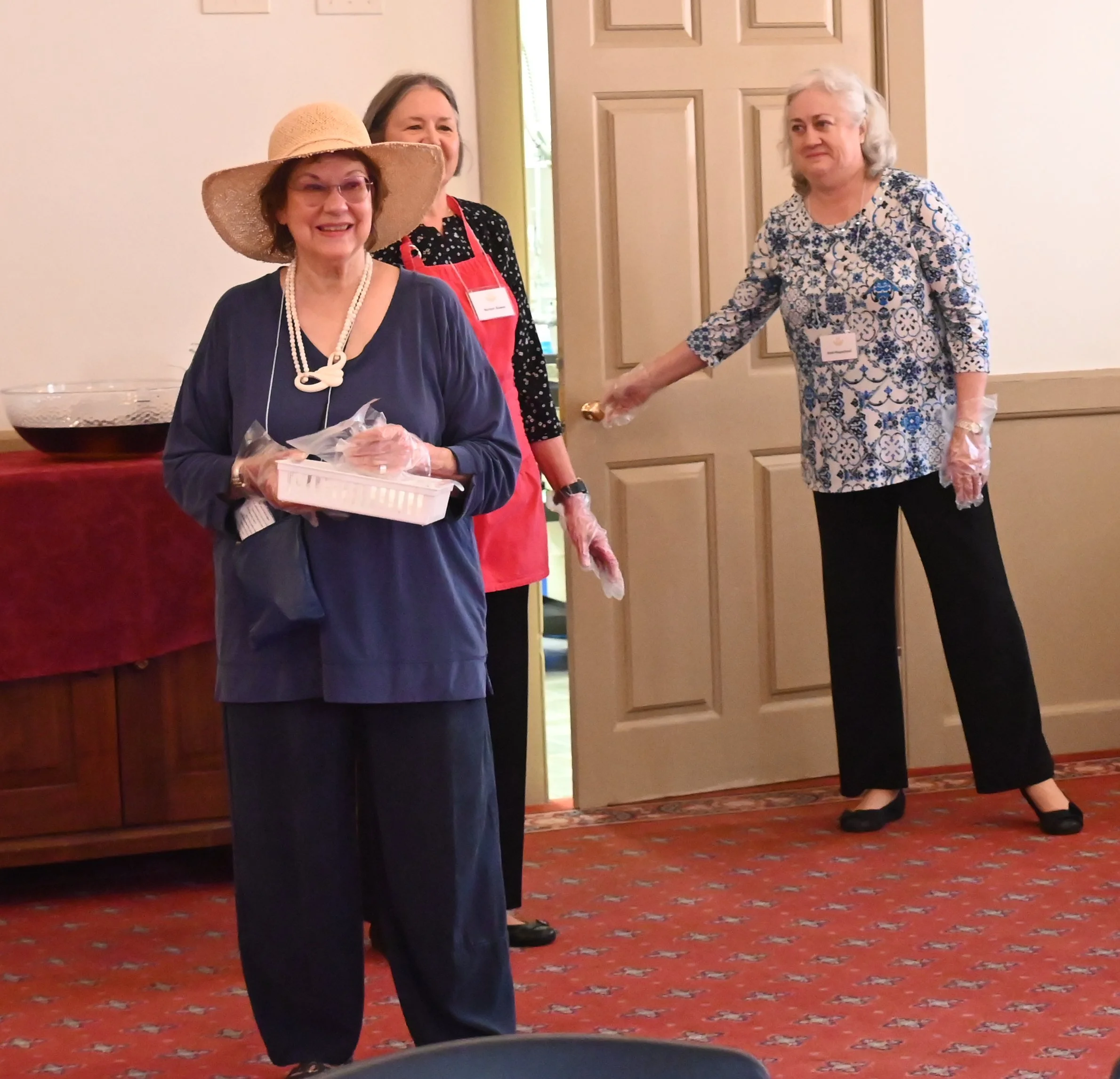 Hospitality Committee:  L to R, Nanci Bond, Maureen Bowen, Ruth Plagenhoef