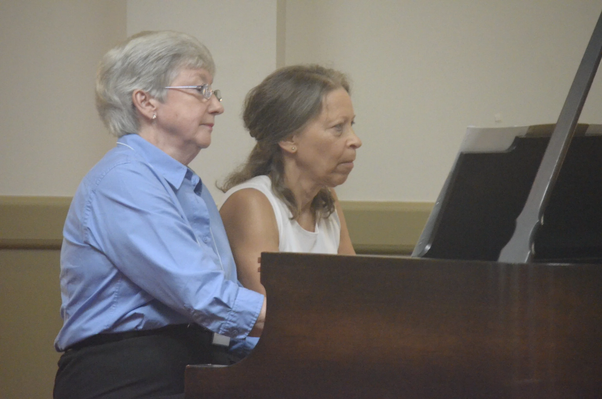 Marche Militaire, performed by Jane Alcorn, WMC member in blue, and DJ Whittaker