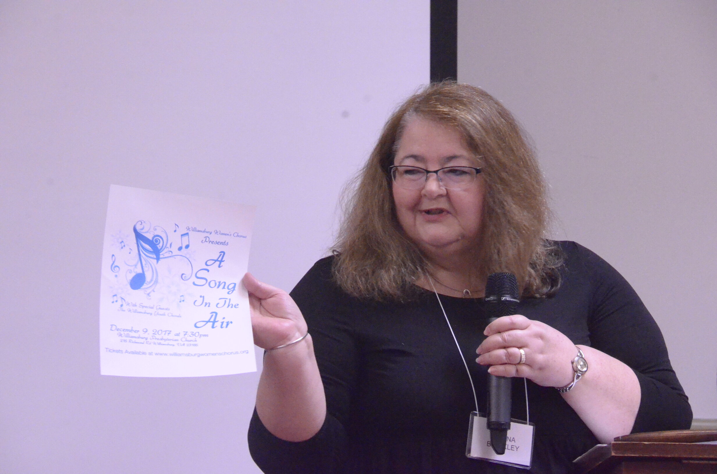 Myrna Brinkley, WMC member and WWC Poobah, invites WMC members and guests to attend WWC Holiday Concert