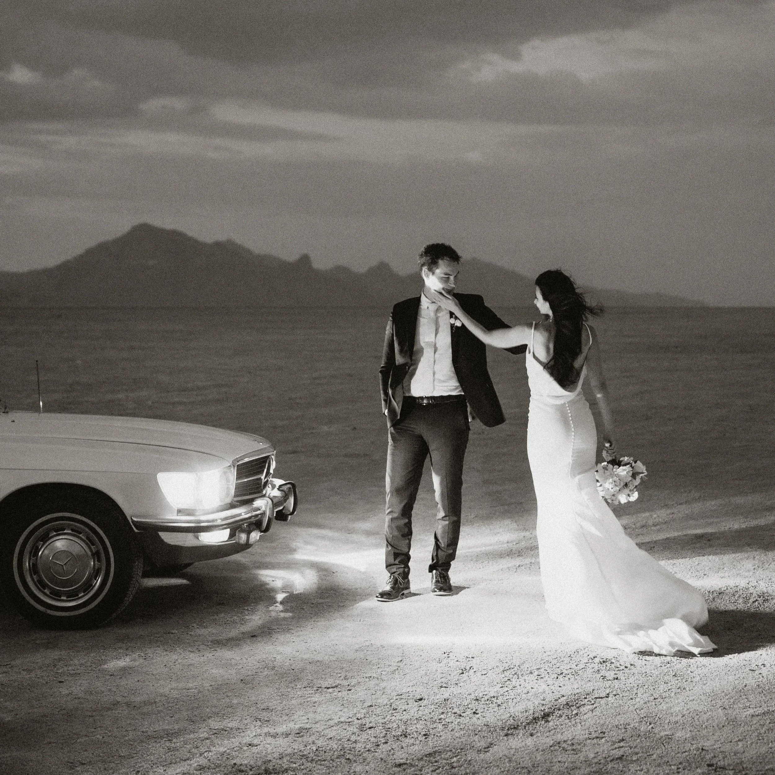 Why a Vintage Car + the Bonneville Salt Flats in Utah = the Dreamiest Wedding Photos Ever