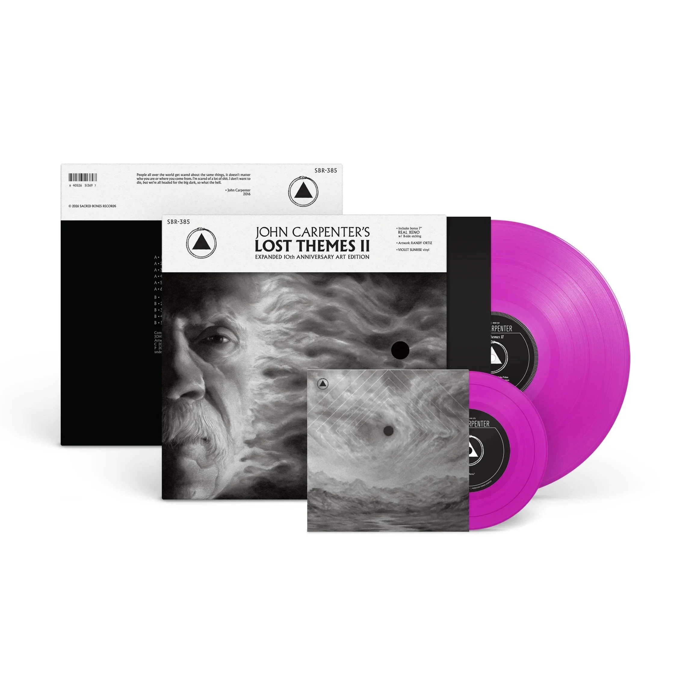 PRE-ORDER: John Carpenter, Cody Carpenter & Daniel Davies – ‘Lost Themes II Expanded‘ (10th Anniversary Art Edition, vinyl LP and etched violet vinyl seven-inch single))