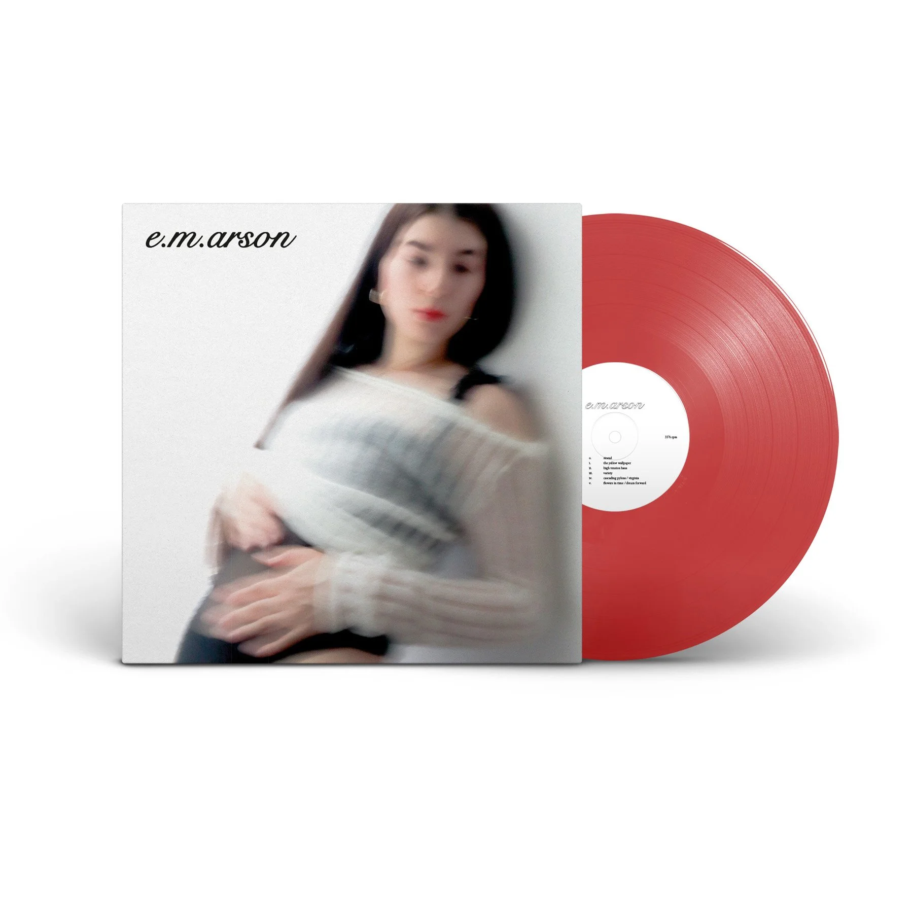 e.m.arson – ‘e.m.arson‘ (Electronic Sound exclusive transparent red vinyl with signed unique photograph and cover art print)