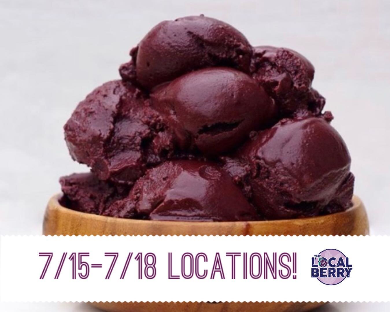 This weeks locations!!!
○ ○ ○
You can NEVER have too many scoops of a&ccedil;a&iacute;;) Get yours this week starting tomorrow!! 
You can find us&hellip;

● Thursday 7/15 - Universal Athletic tent sale!! (24th &amp; Central) 💜 10-2

● Friday 7/16 - 