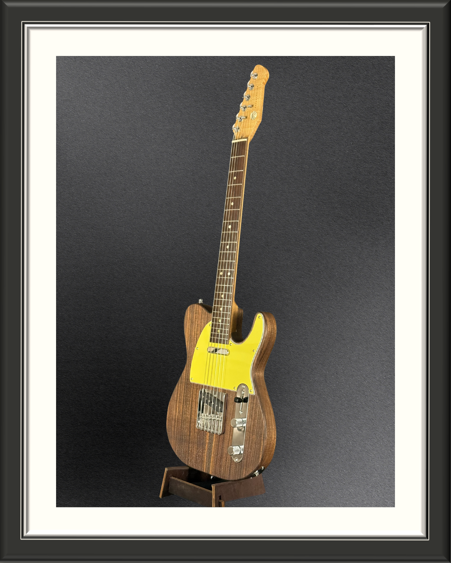 MachMachines Fellacaster Custom Electric Guitar_full front left tilt yellow pickguard