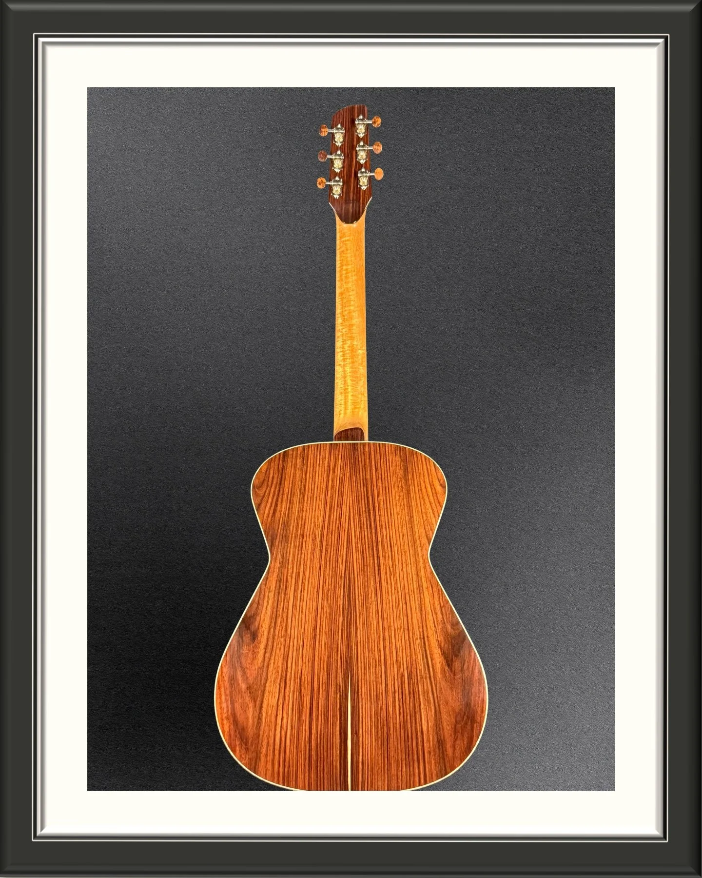 Full image of the back of the ECA custom acoustic guitar with Nicaraguan Rosewood back and sides