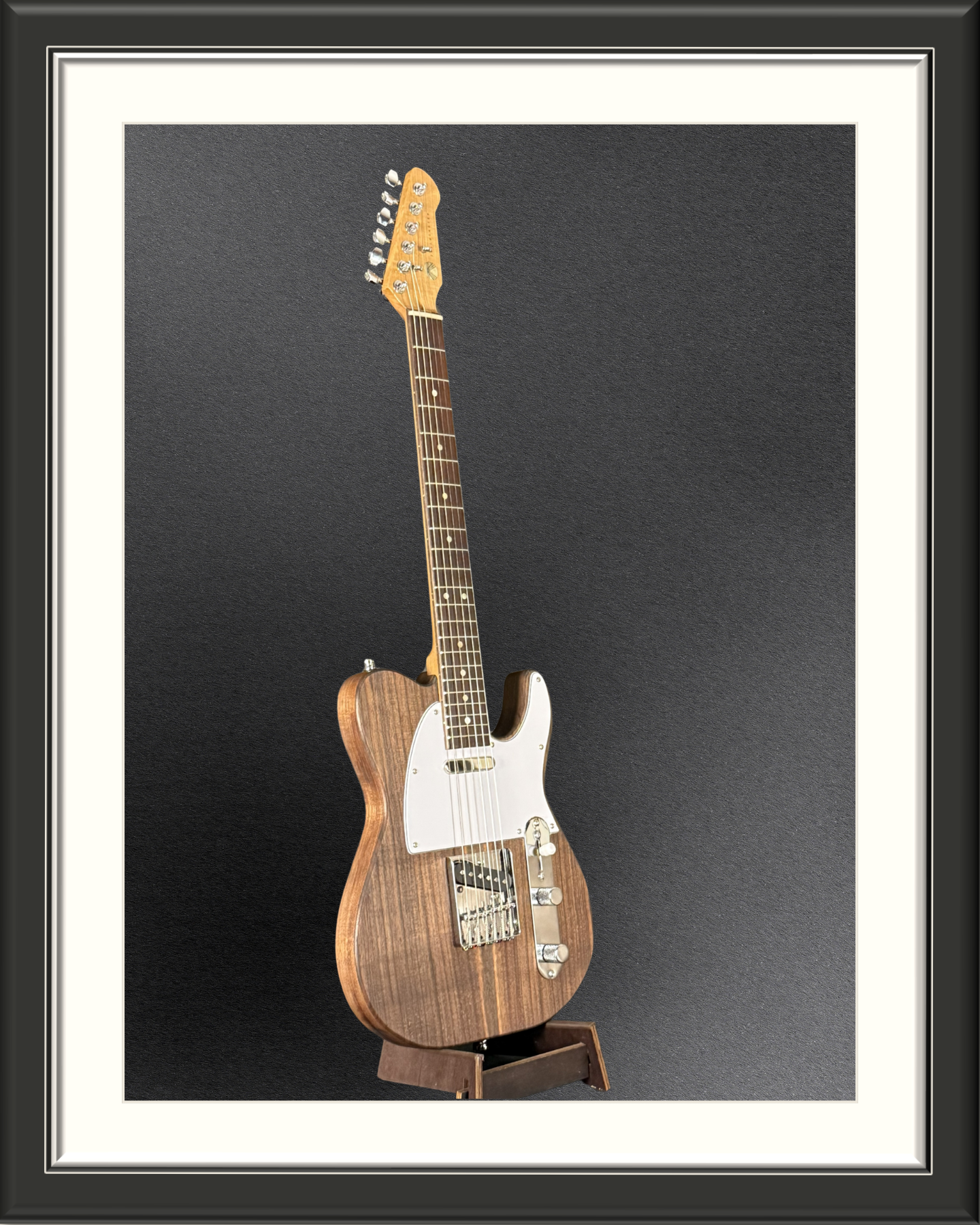 MachMachines Fellacaster Custom Electric Guitar_full front right tilt white pickguard