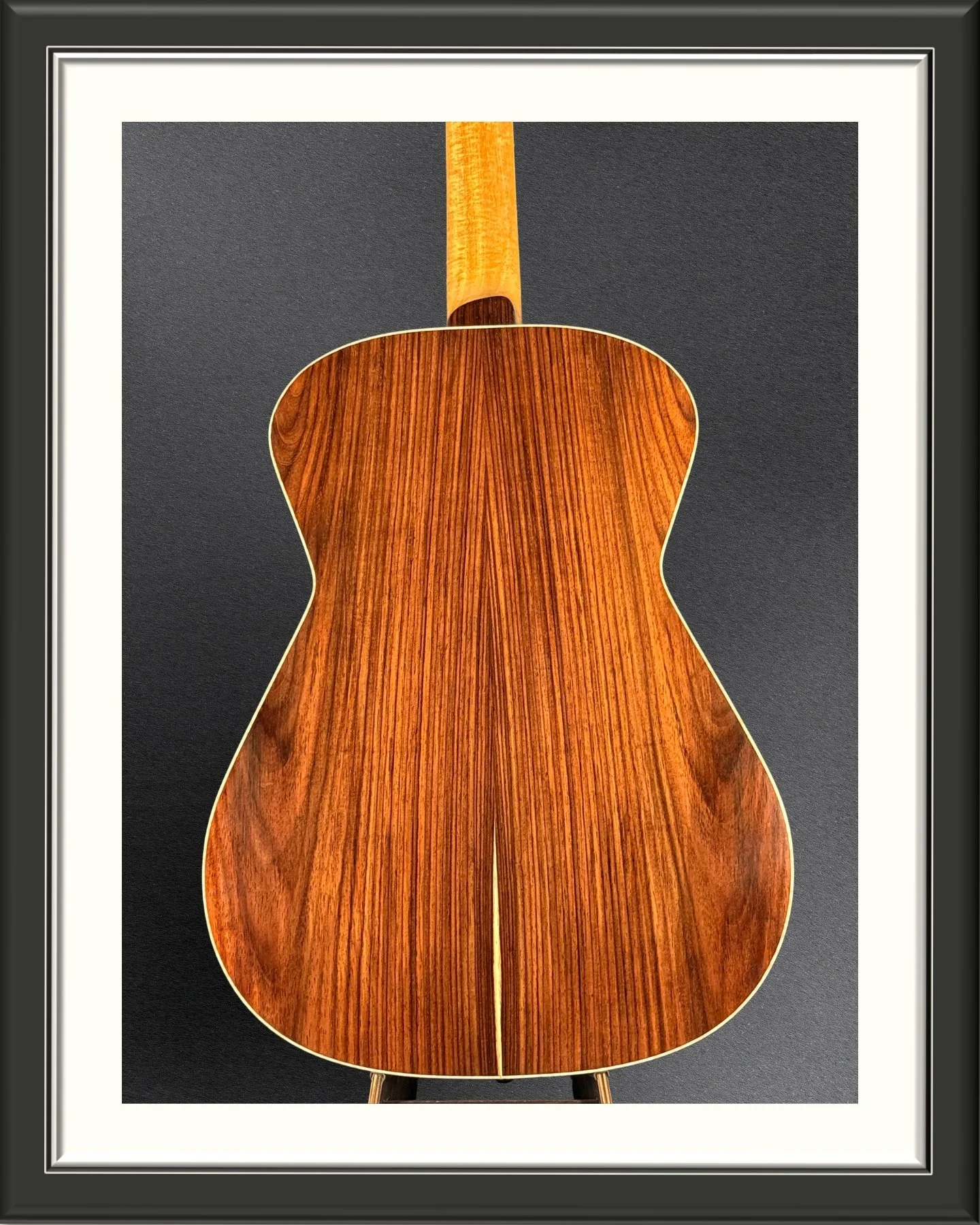 The back of the body of the ECA custom acoustic guitar, made with Nicaraguan Rosewood