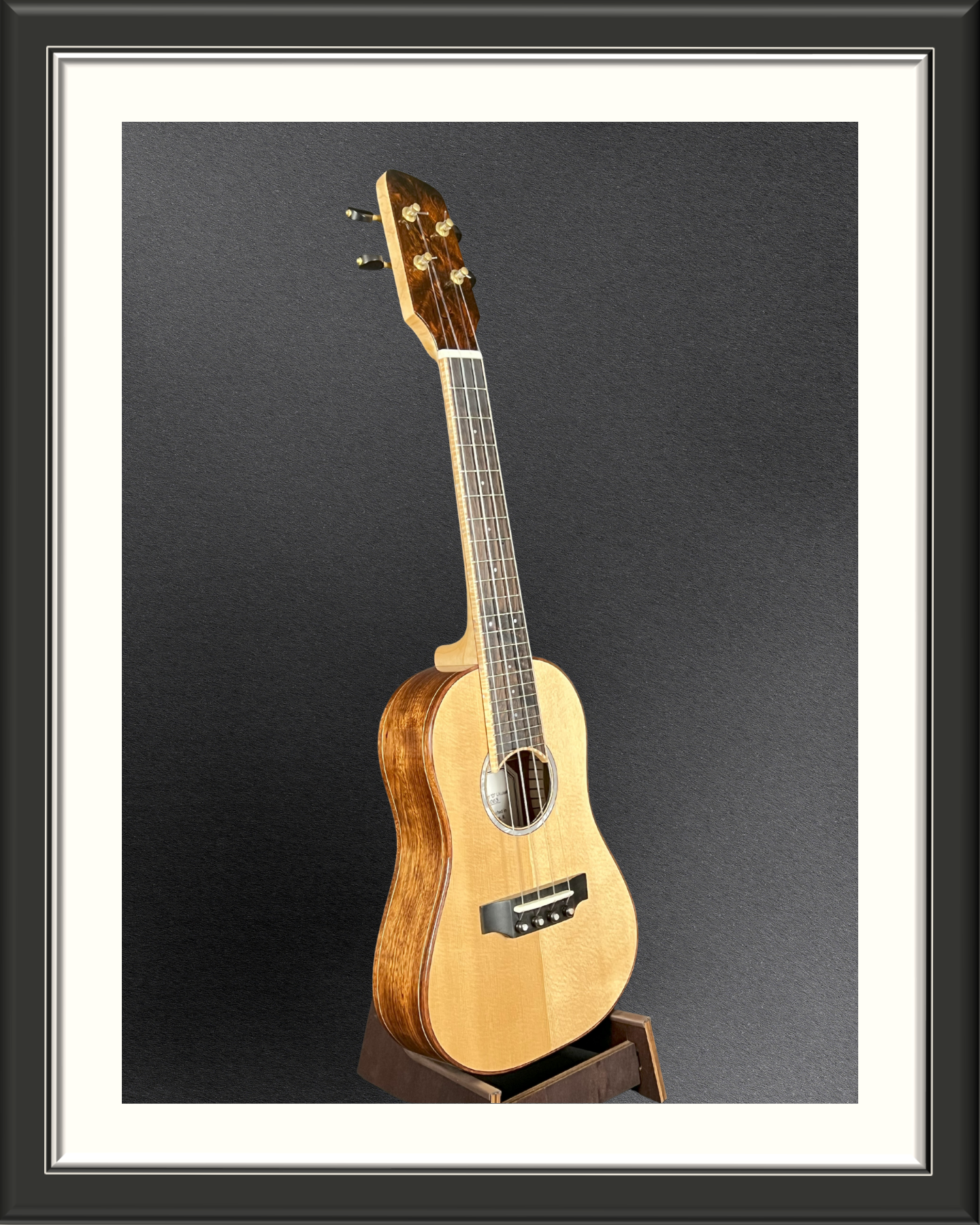MachMachines Bell Uke Model in Chechen & Sitka Spruce_full front angle